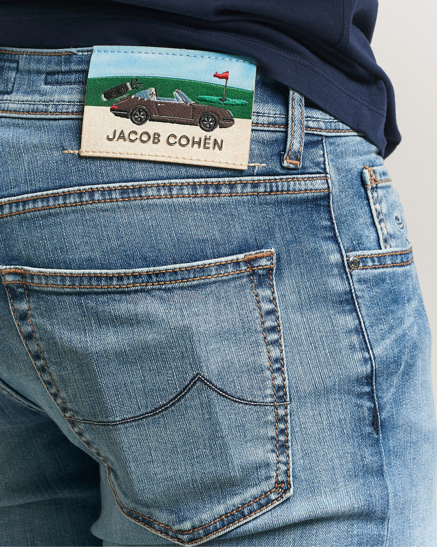 Uomini | Pantaloni | Jacob Cohën | Bard Slim Fit Stretch Porsche Patch Jeans Mid Blue