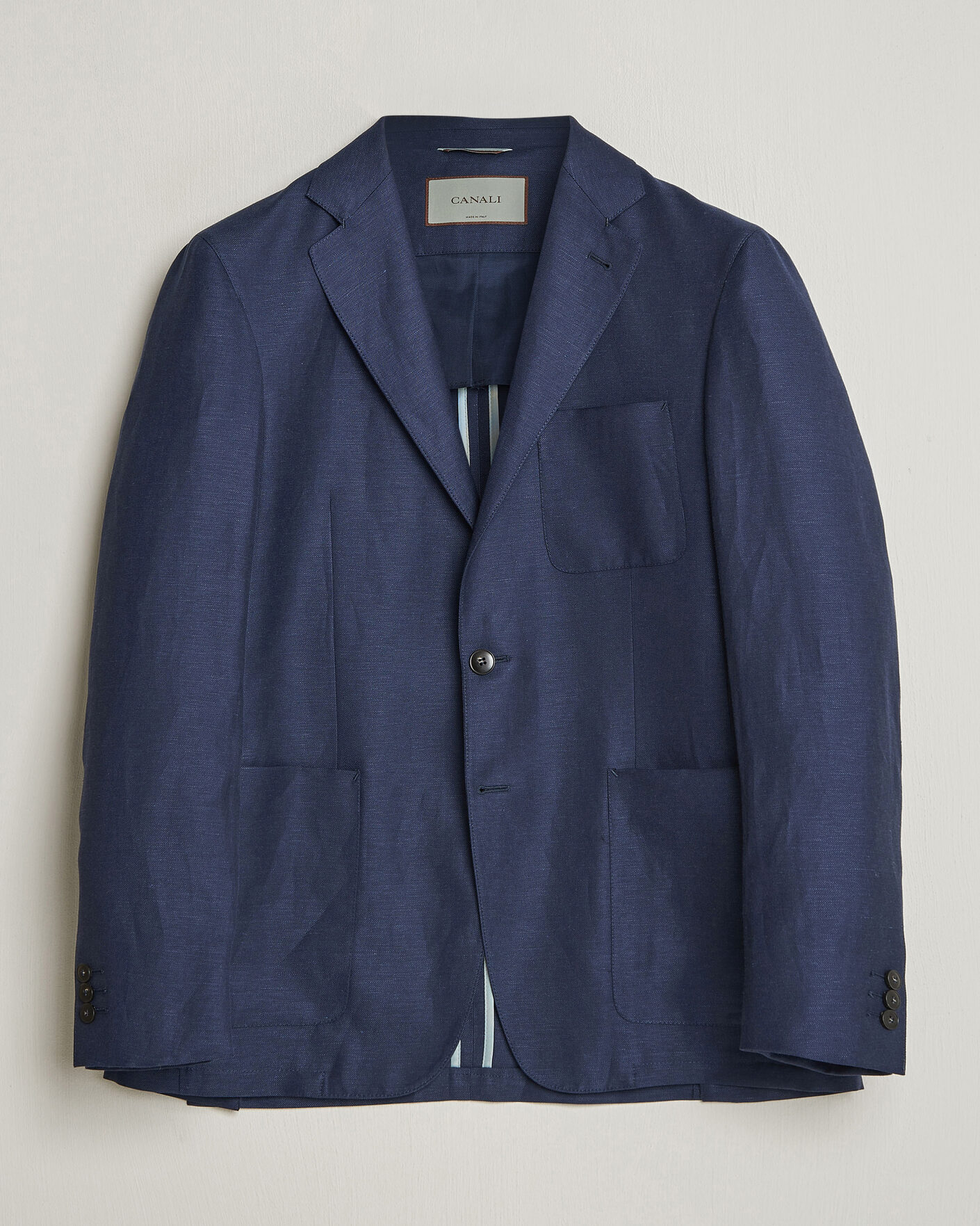 Uomini | Blazers | Canali | Unconstructed Wool/Linen Blazer Dark Blue