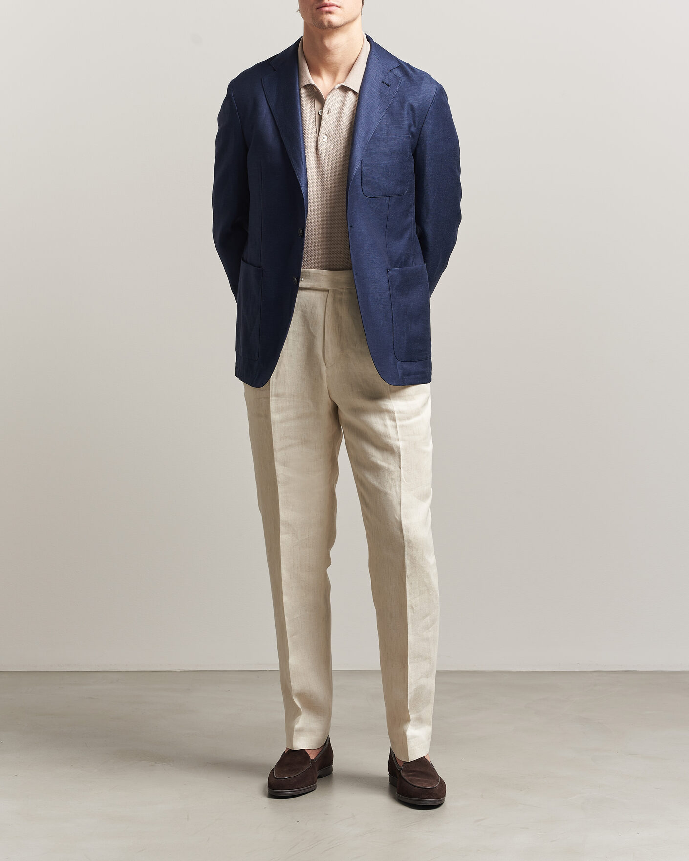 Uomini | Blazers | Canali | Unconstructed Wool/Linen Blazer Dark Blue