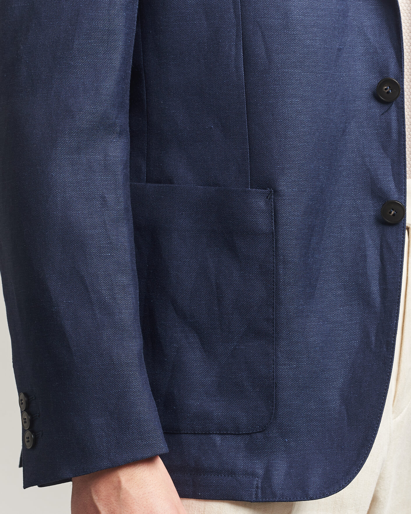 Uomini | Blazers | Canali | Unconstructed Wool/Linen Blazer Dark Blue