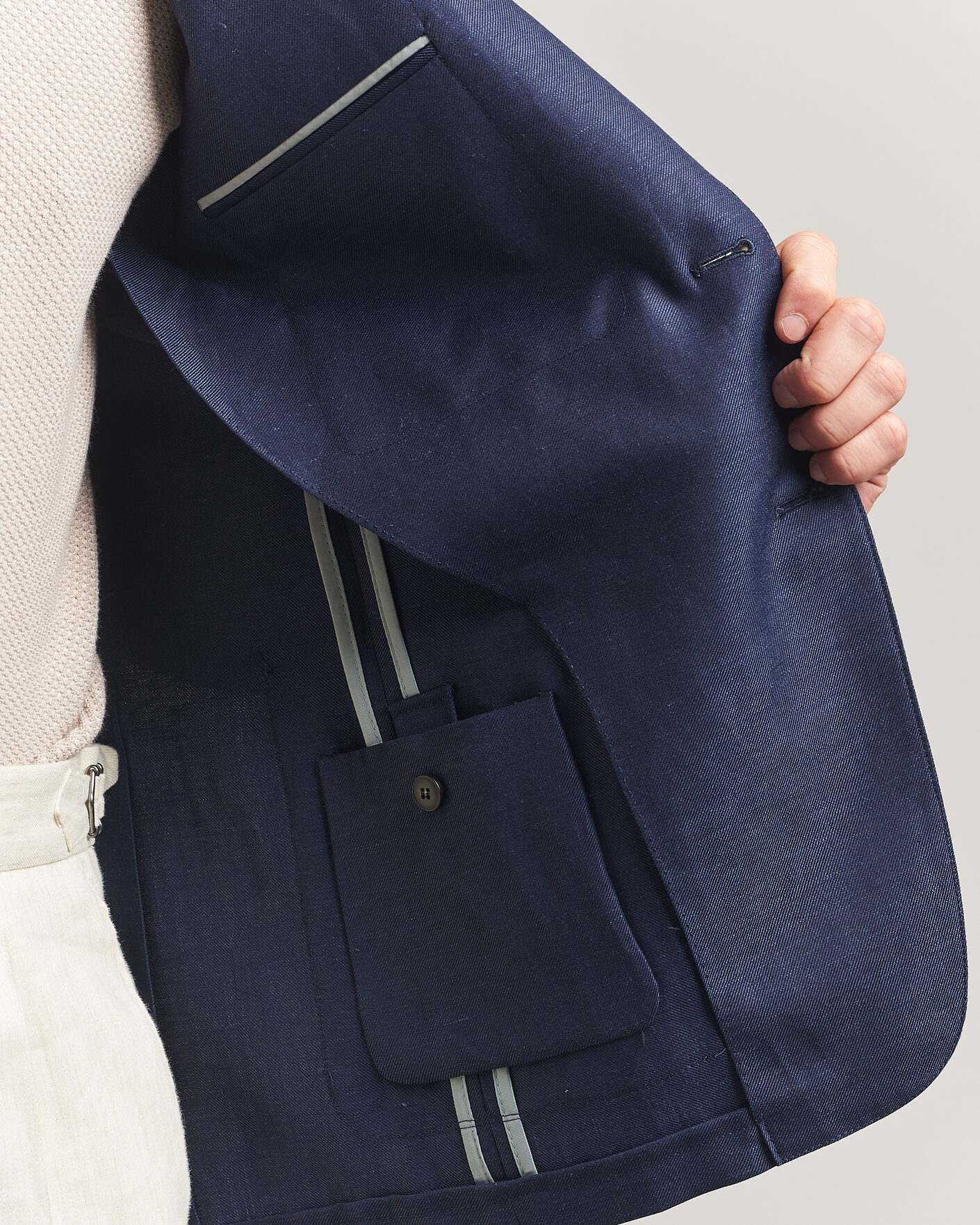 Uomini | Blazers | Canali | Unconstructed Wool/Linen Blazer Dark Blue