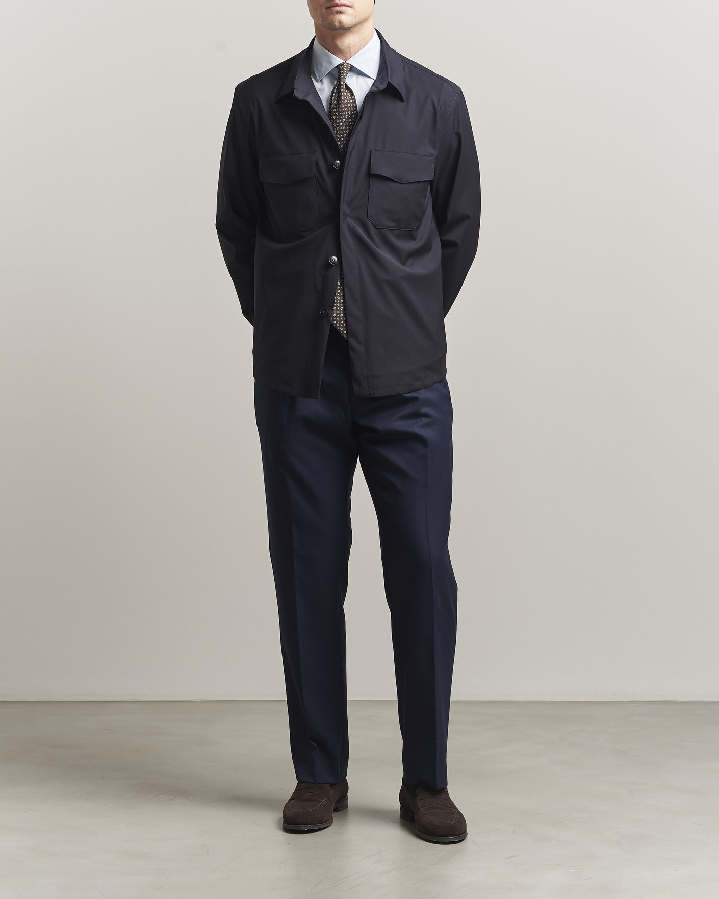 Uomini | Camicie | Canali | Travel Wool Overshirt Navy