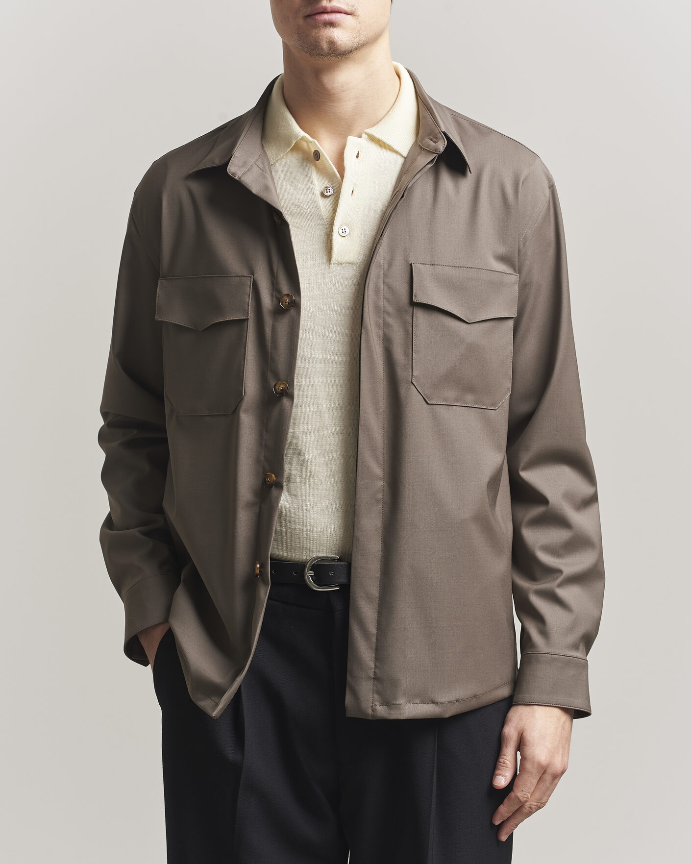 Uomini | Camicie | Canali | Travel Wool Overshirt Brown