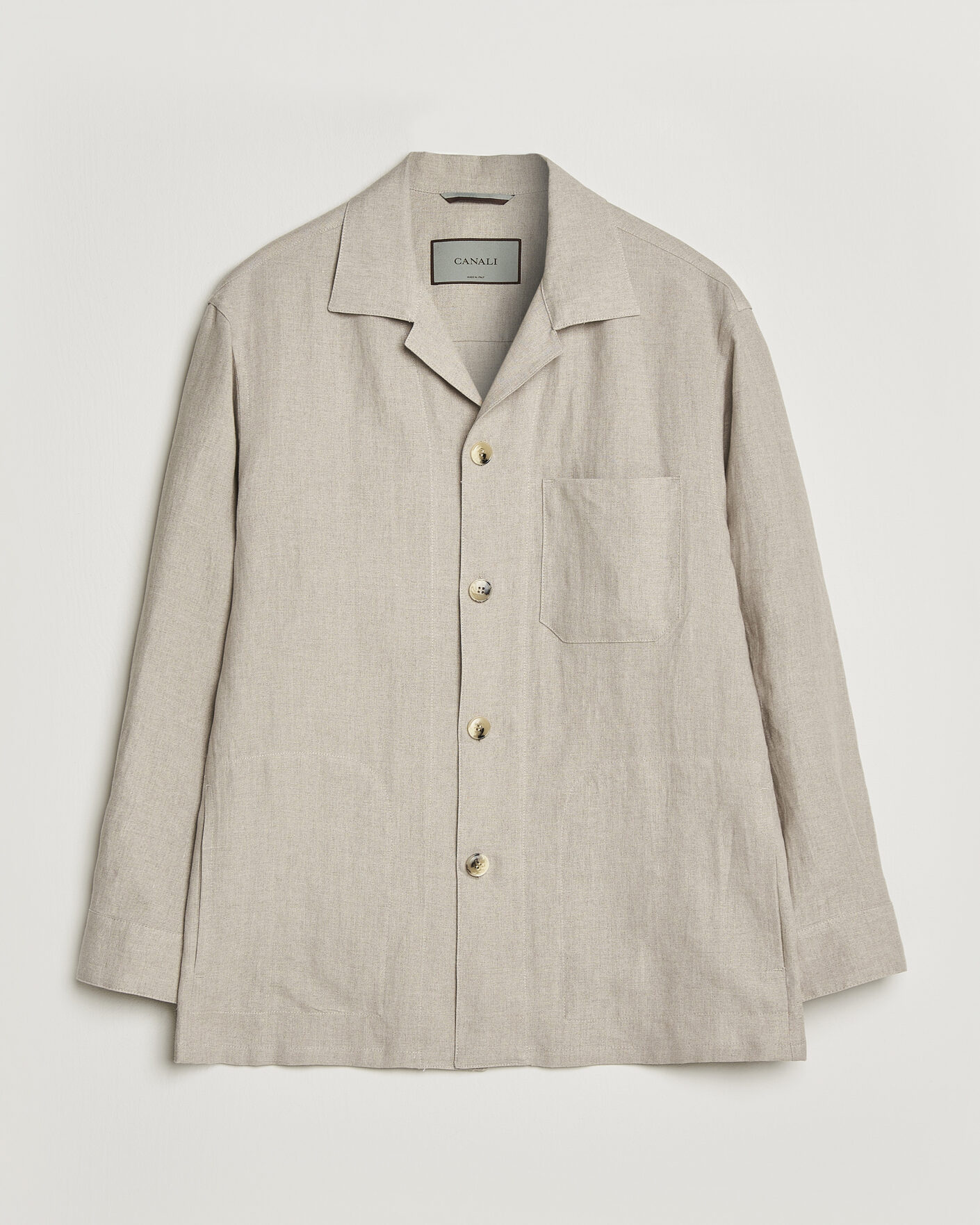 Uomini | Camicie | Canali | Linen Shirt Jacket Beige
