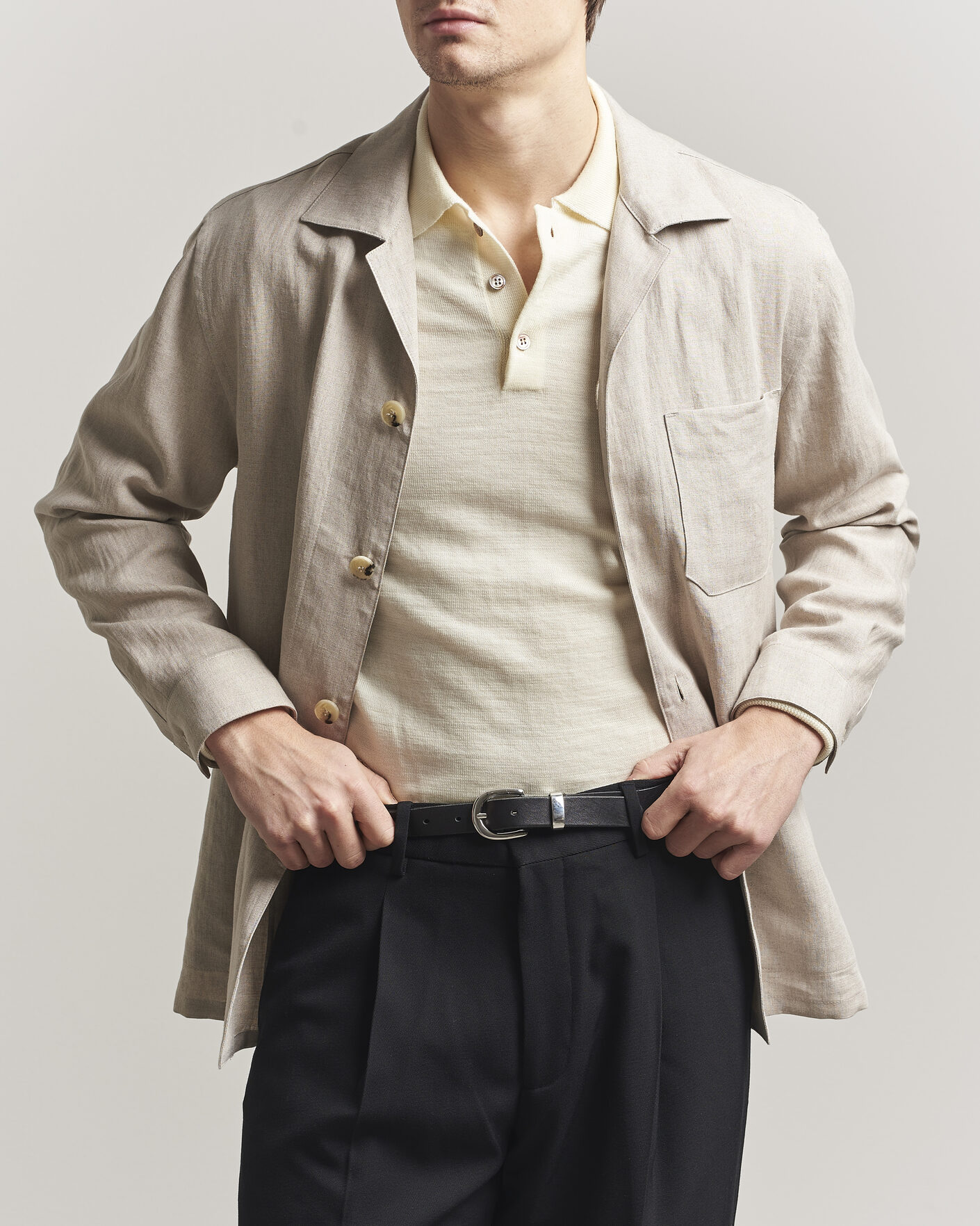 Uomini | Camicie | Canali | Linen Shirt Jacket Beige