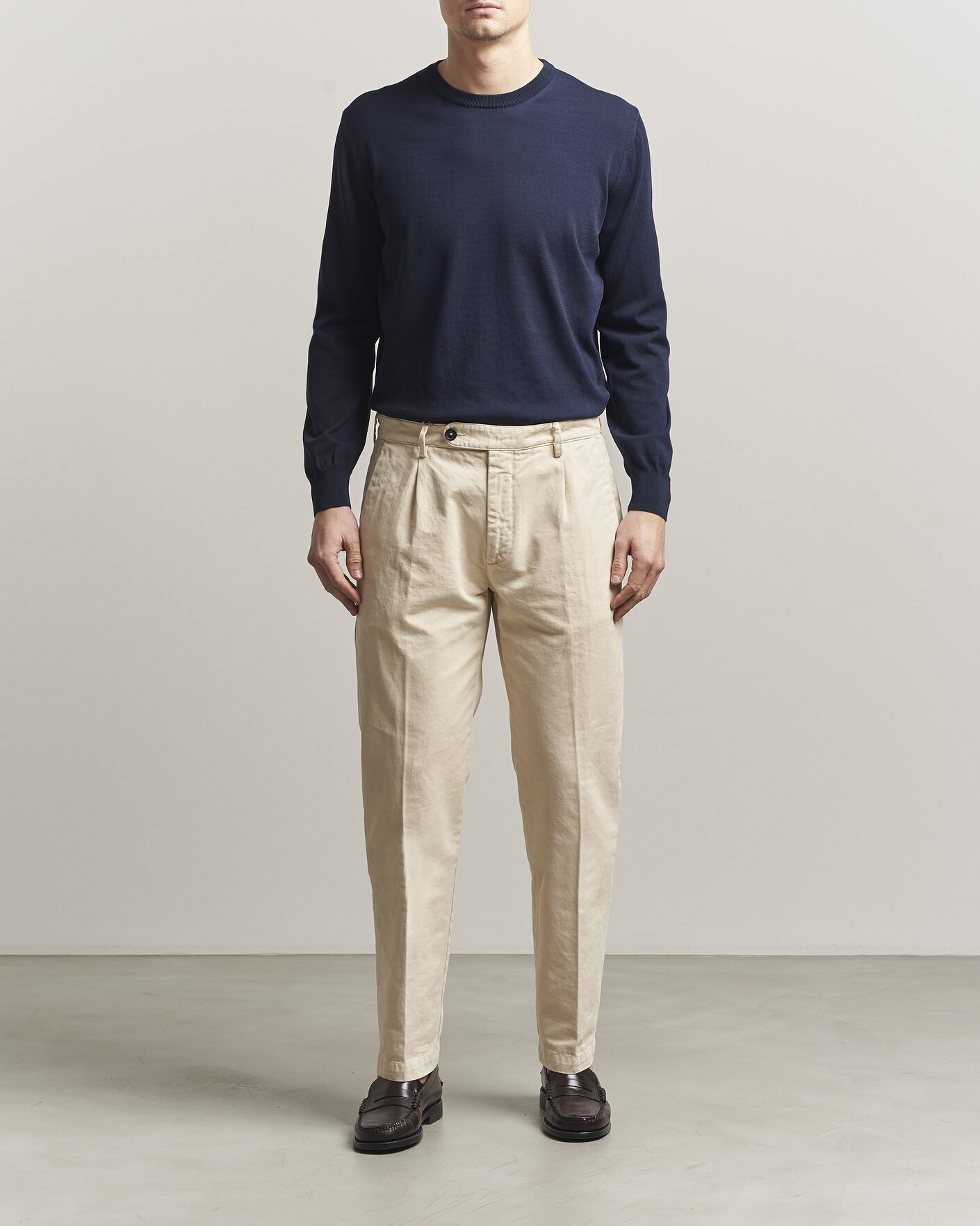 Uomini | Maglieria | Canali | Cotton Crew Neck Pullover Navy