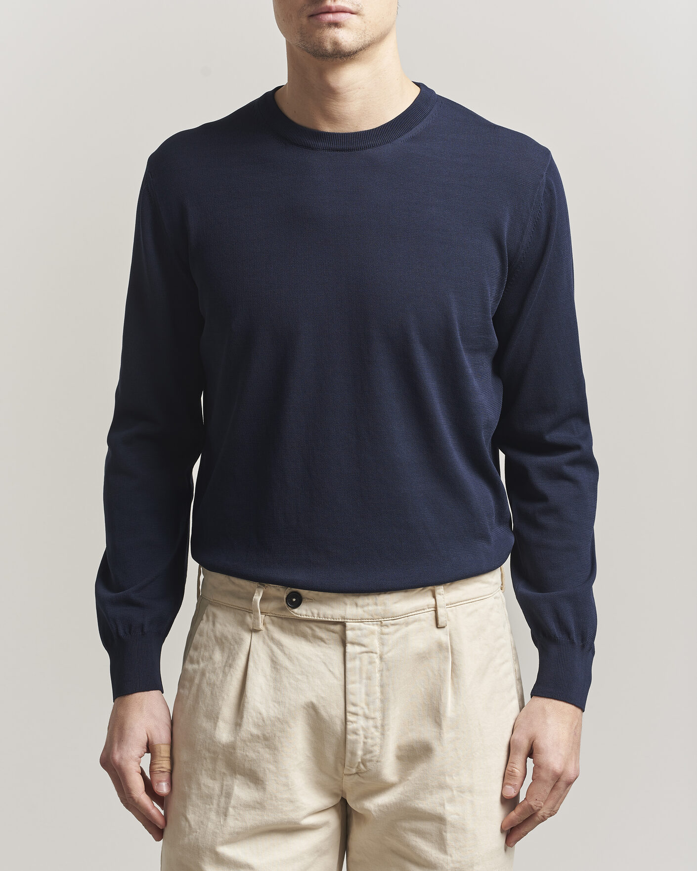 Uomini | Maglieria | Canali | Cotton Crew Neck Pullover Navy