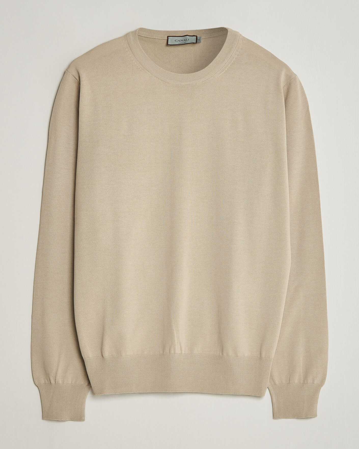 Uomini | Maglieria | Canali | Cotton Crew Neck Pullover Beige