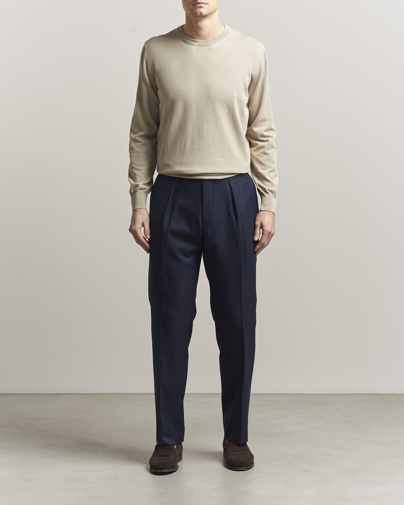 Uomini | Maglieria | Canali | Cotton Crew Neck Pullover Beige