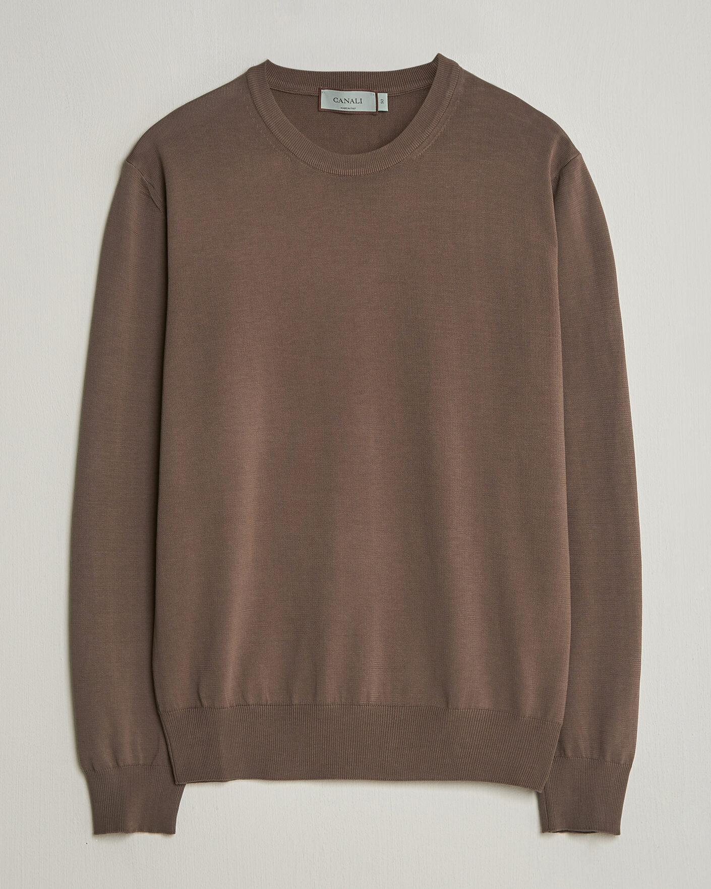 Uomini | Maglieria | Canali | Cotton Crew Neck Pullover Brown