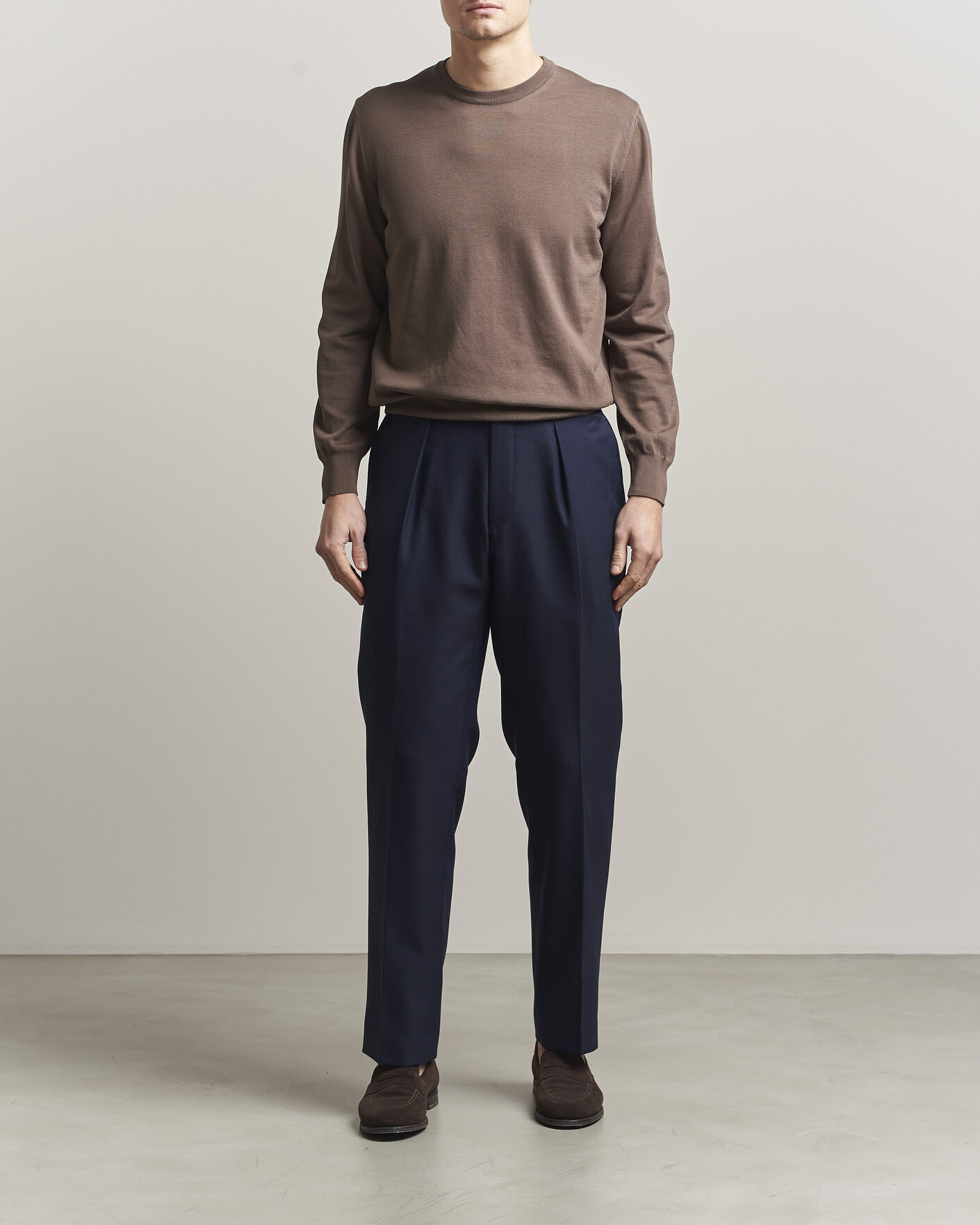 Uomini | Maglieria | Canali | Cotton Crew Neck Pullover Brown