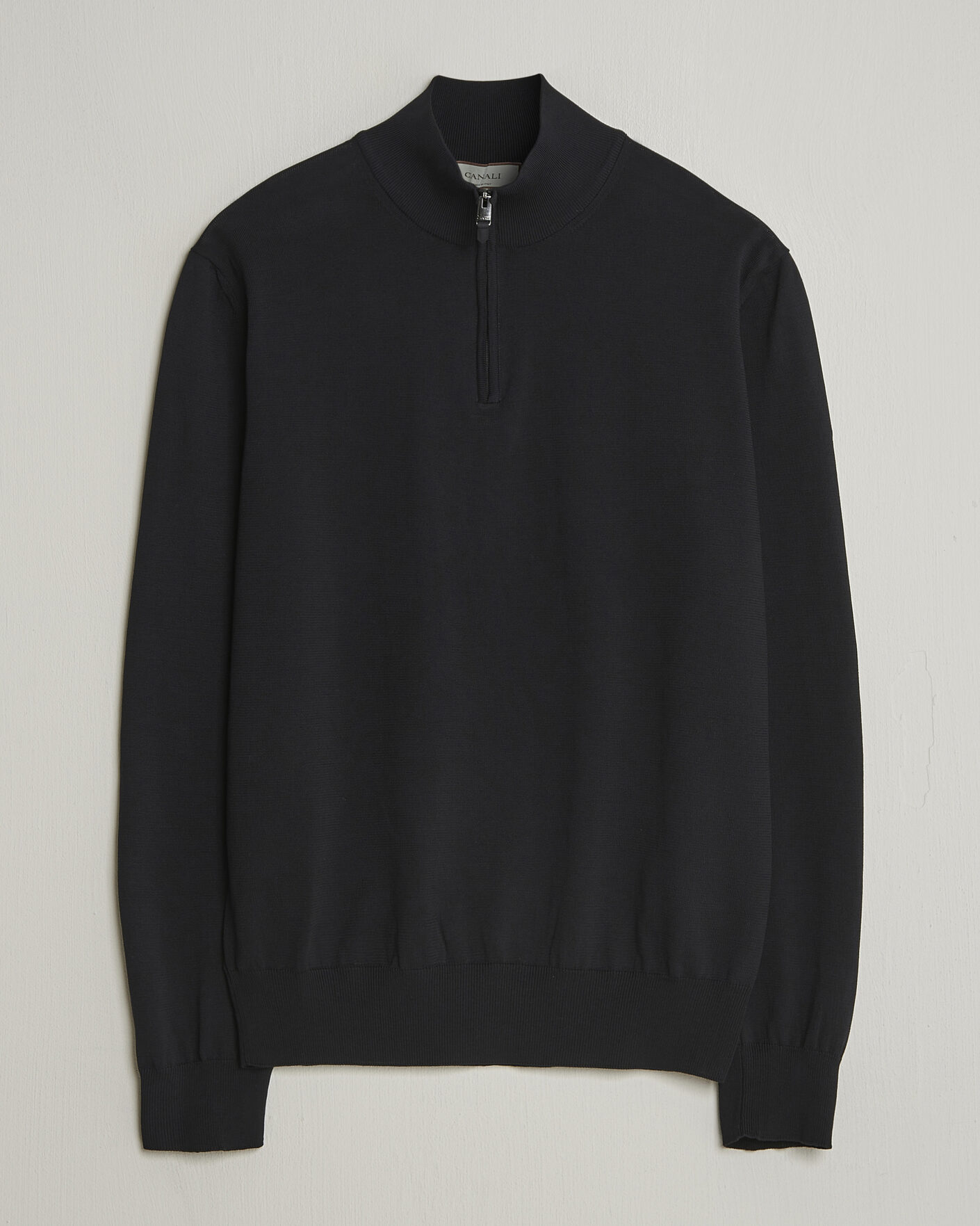Uomini | Maglieria | Canali | Cotton Half Zip Black