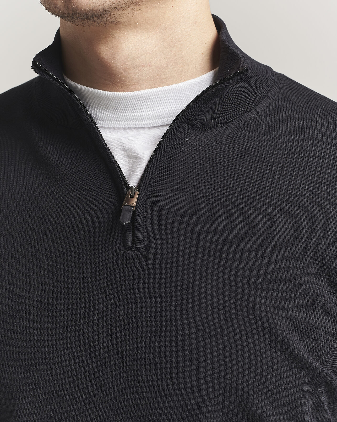 Uomini | Maglieria | Canali | Cotton Half Zip Black