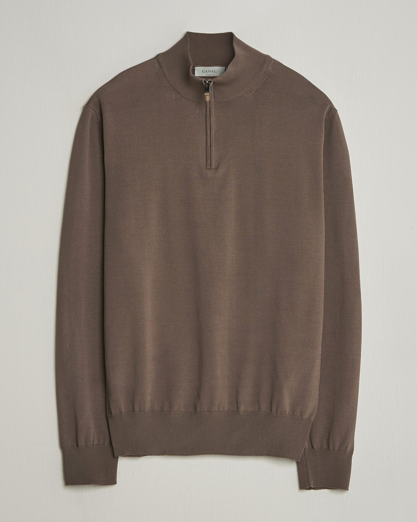 Uomini | Maglieria | Canali | Cotton Half Zip Brown