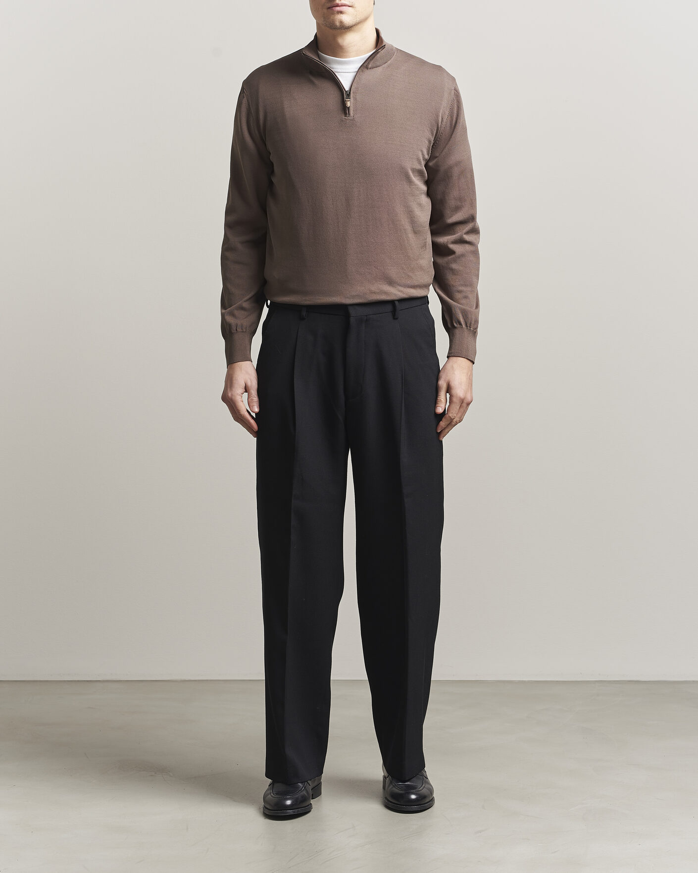 Uomini | Maglieria | Canali | Cotton Half Zip Brown