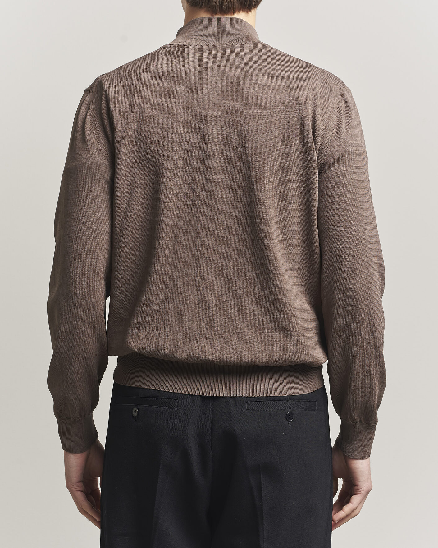 Uomini | Maglieria | Canali | Cotton Half Zip Brown