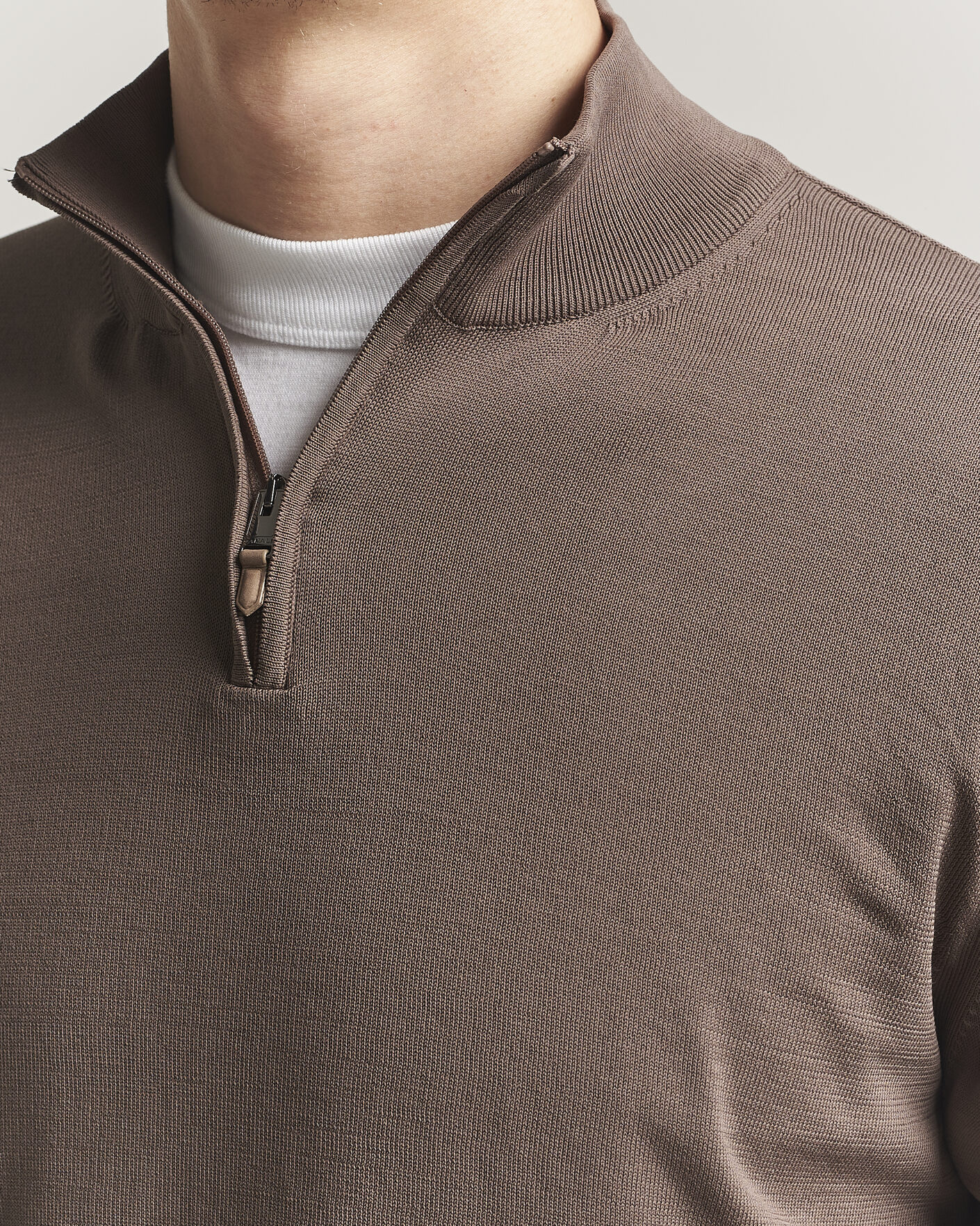 Uomini | Maglieria | Canali | Cotton Half Zip Brown