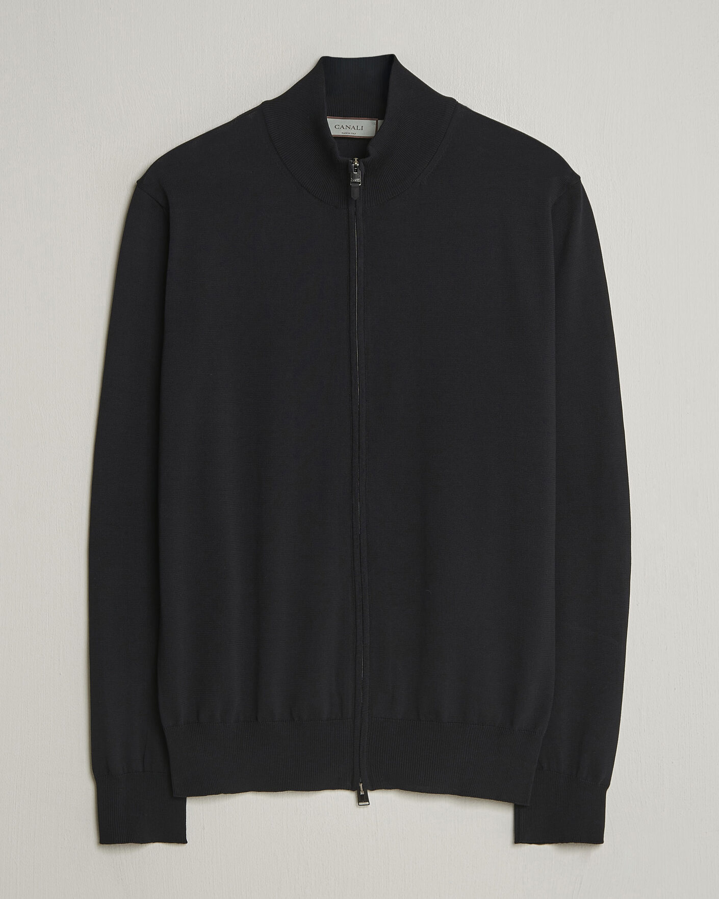 Uomini | Maglieria | Canali | Cotton Full Zip Black