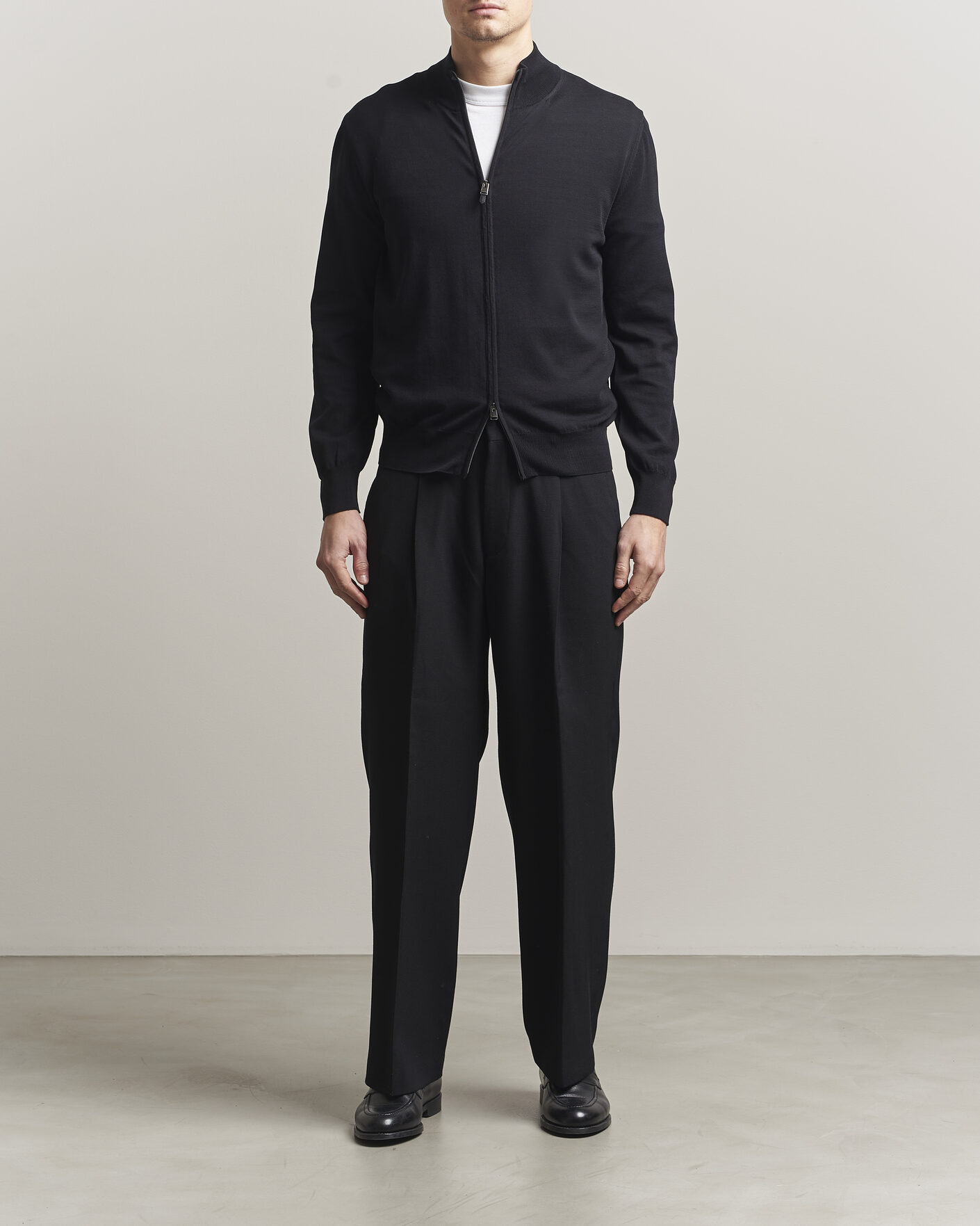 Uomini | Maglieria | Canali | Cotton Full Zip Black
