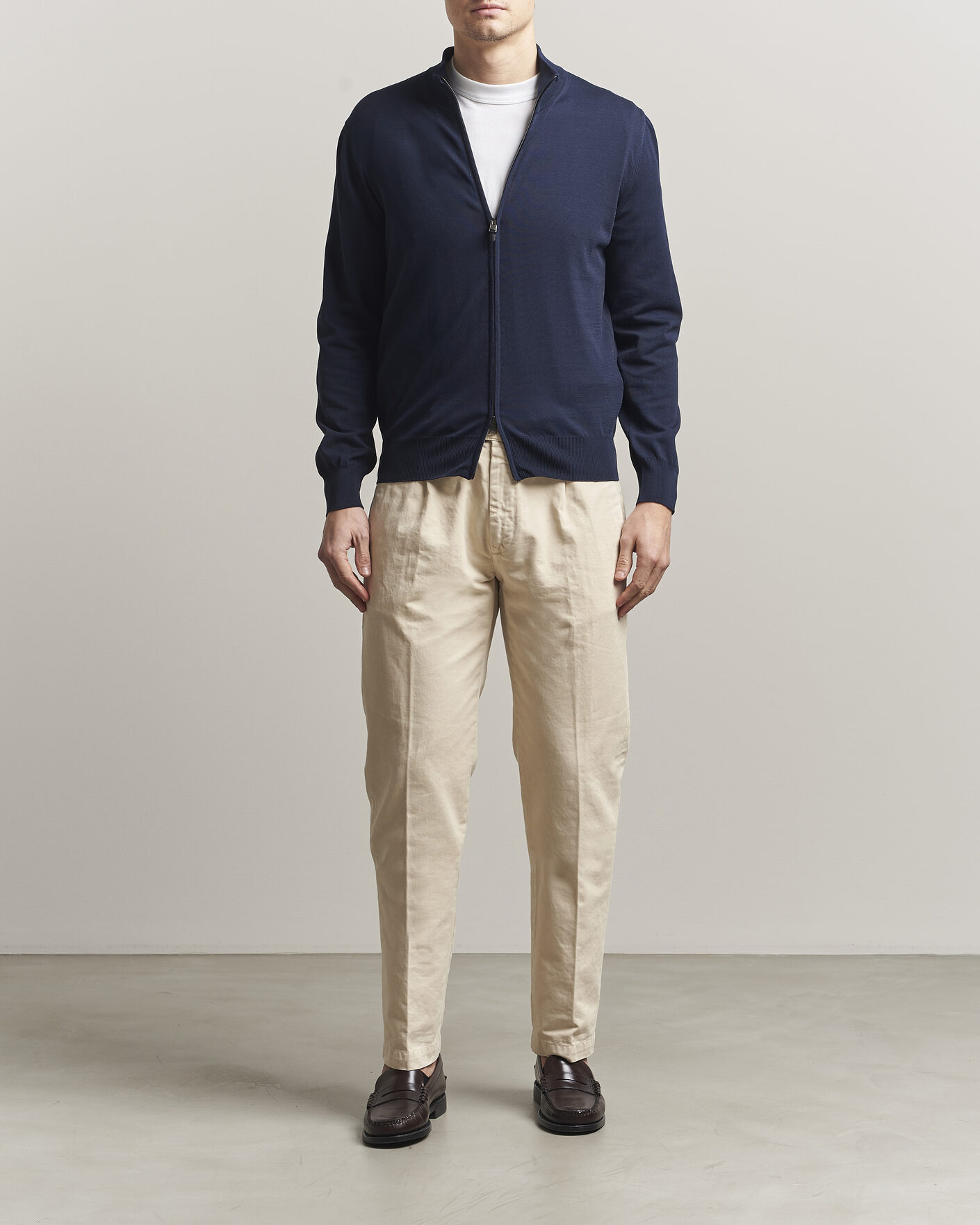 Uomini | Maglieria | Canali | Cotton Full Zip Navy