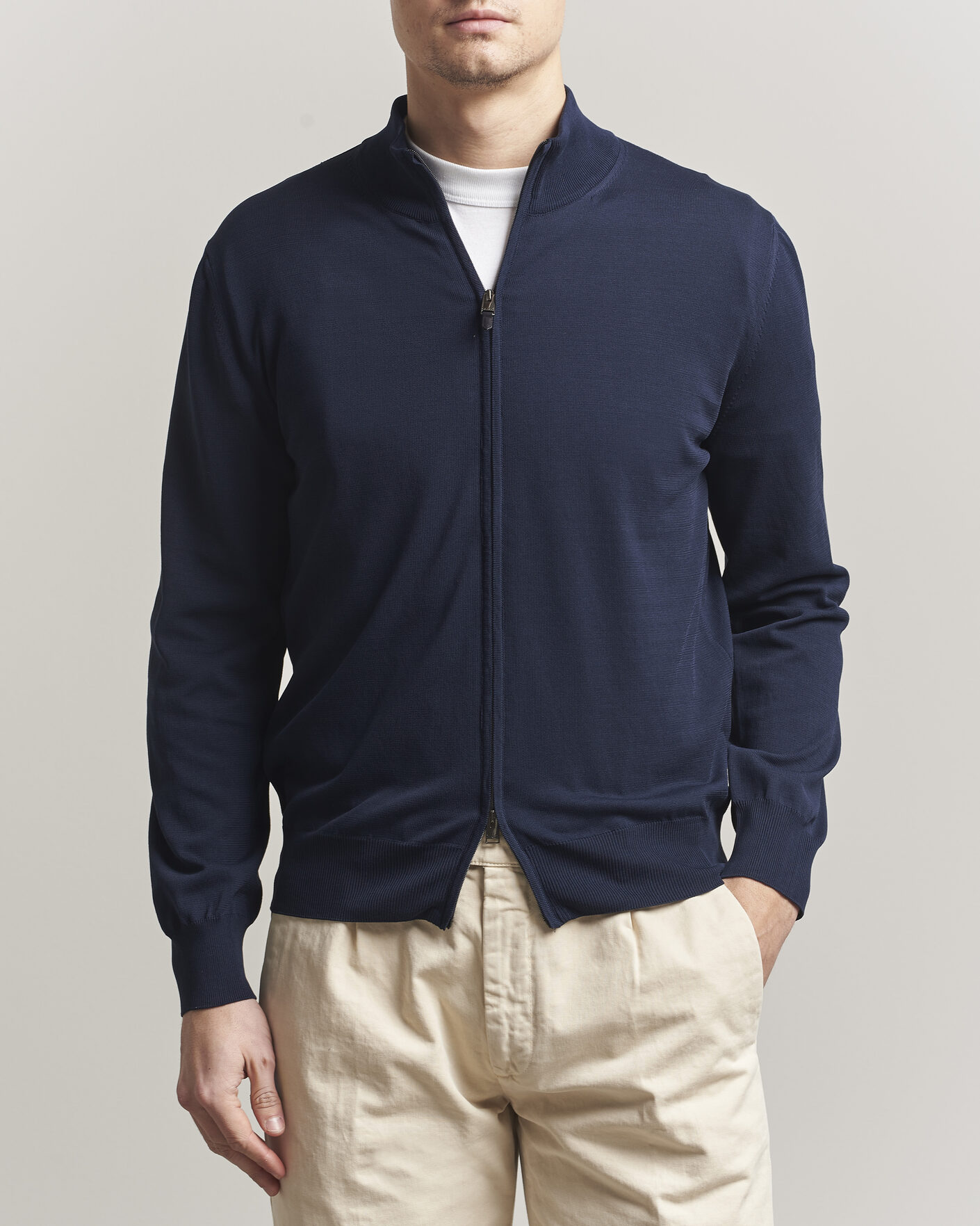 Uomini | Maglieria | Canali | Cotton Full Zip Navy