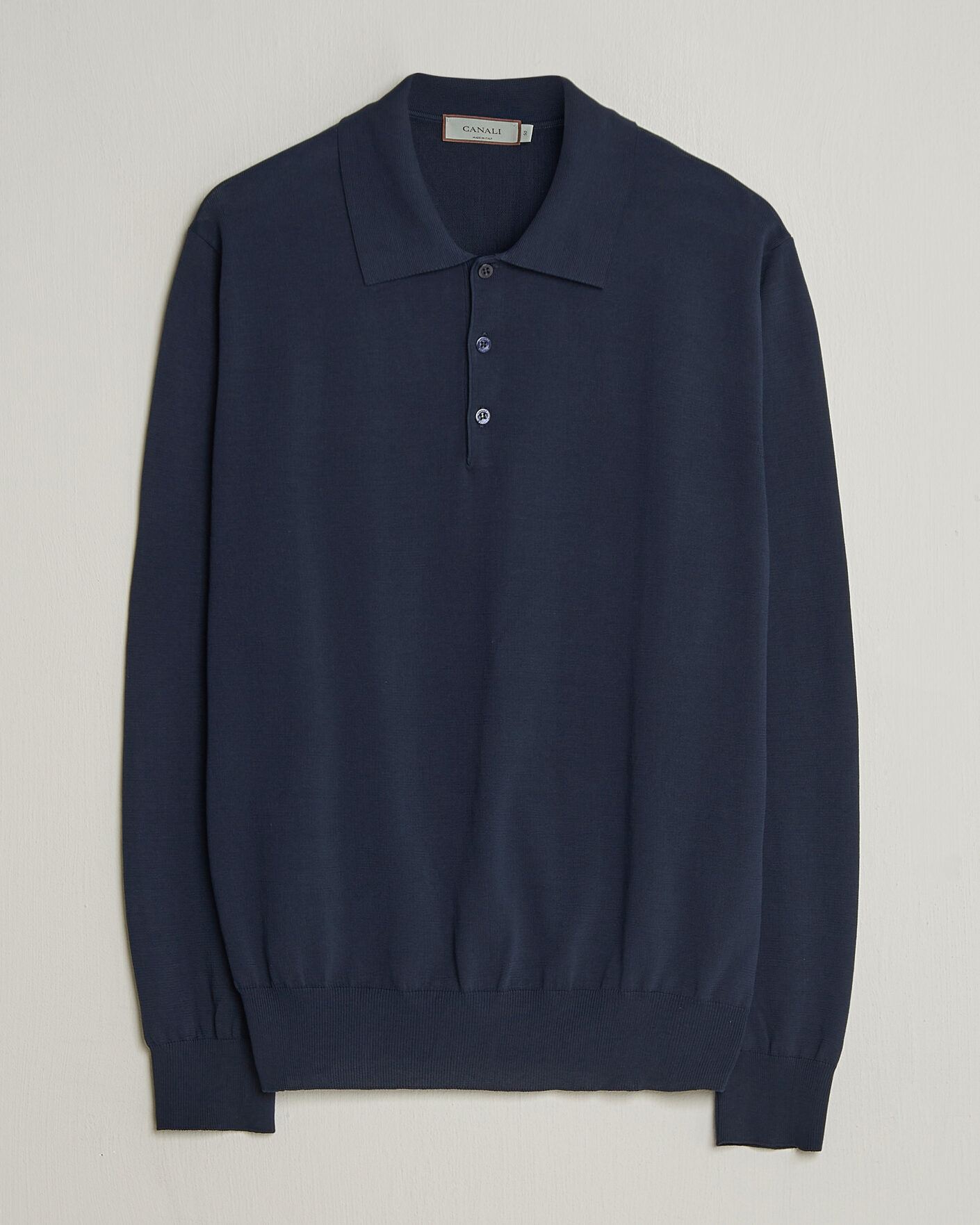 Uomini | Maglieria | Canali | Cotton Long Sleeve Polo Navy