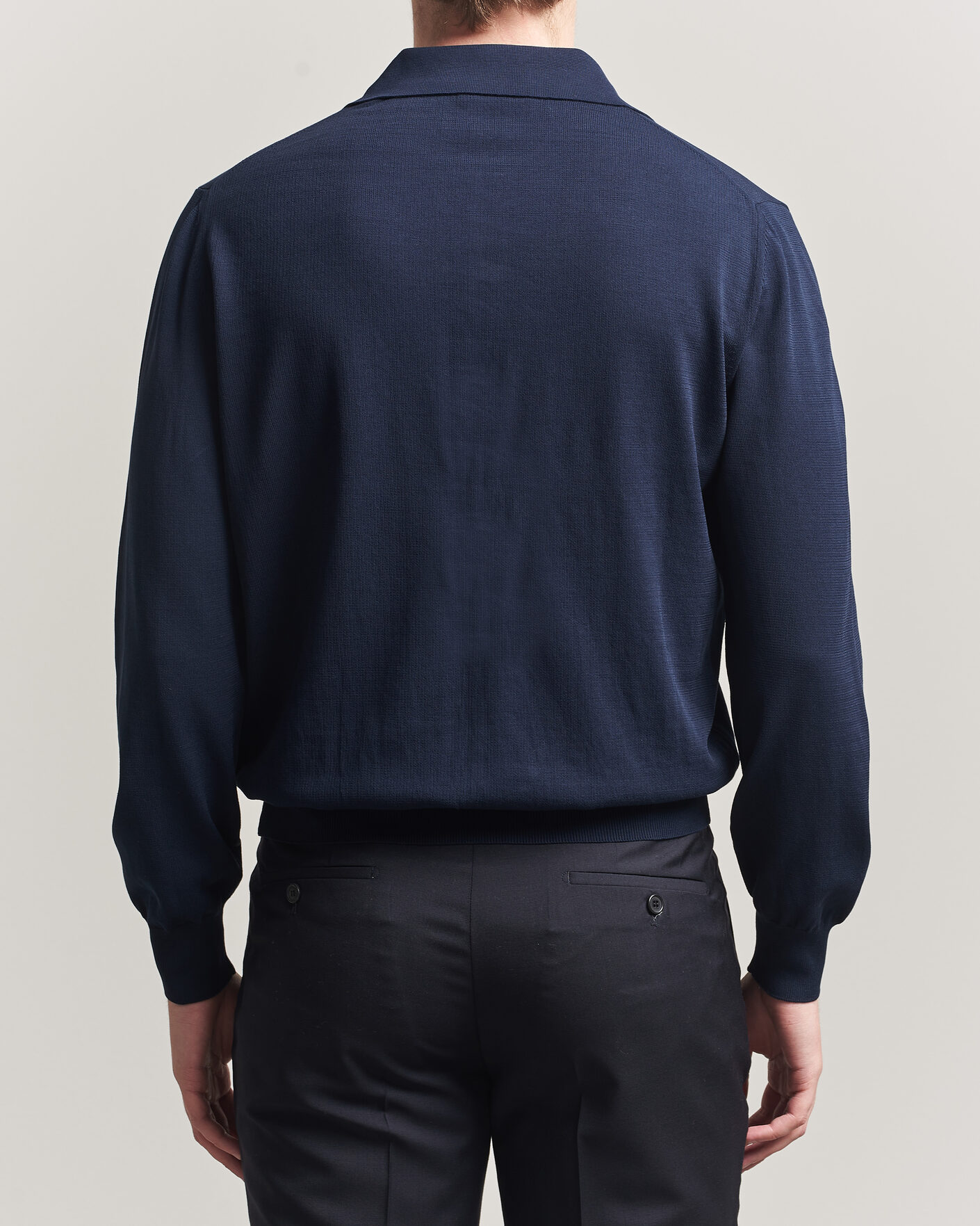 Uomini | Maglieria | Canali | Cotton Long Sleeve Polo Navy