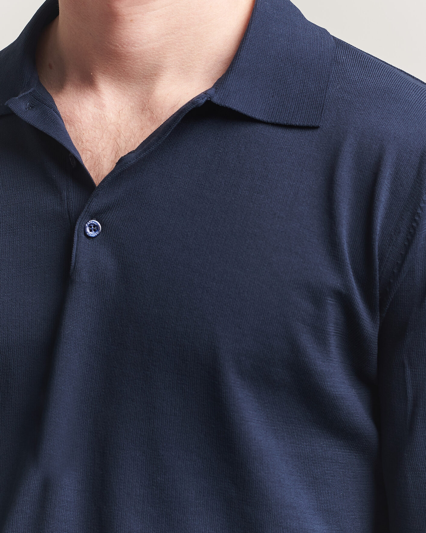Uomini | Maglieria | Canali | Cotton Long Sleeve Polo Navy