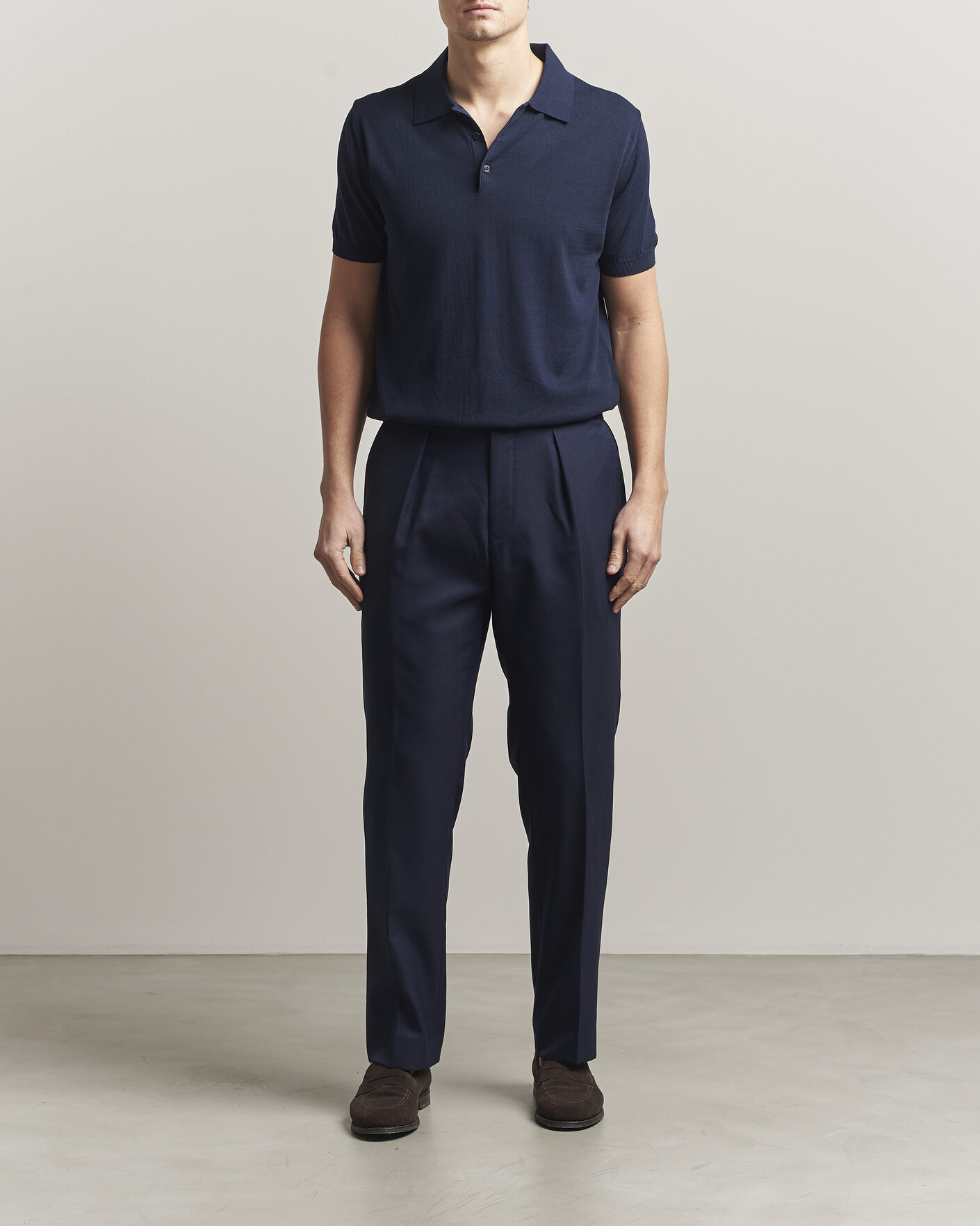 Uomini | Polo | Canali | Cotton Short Sleeve Polo Navy