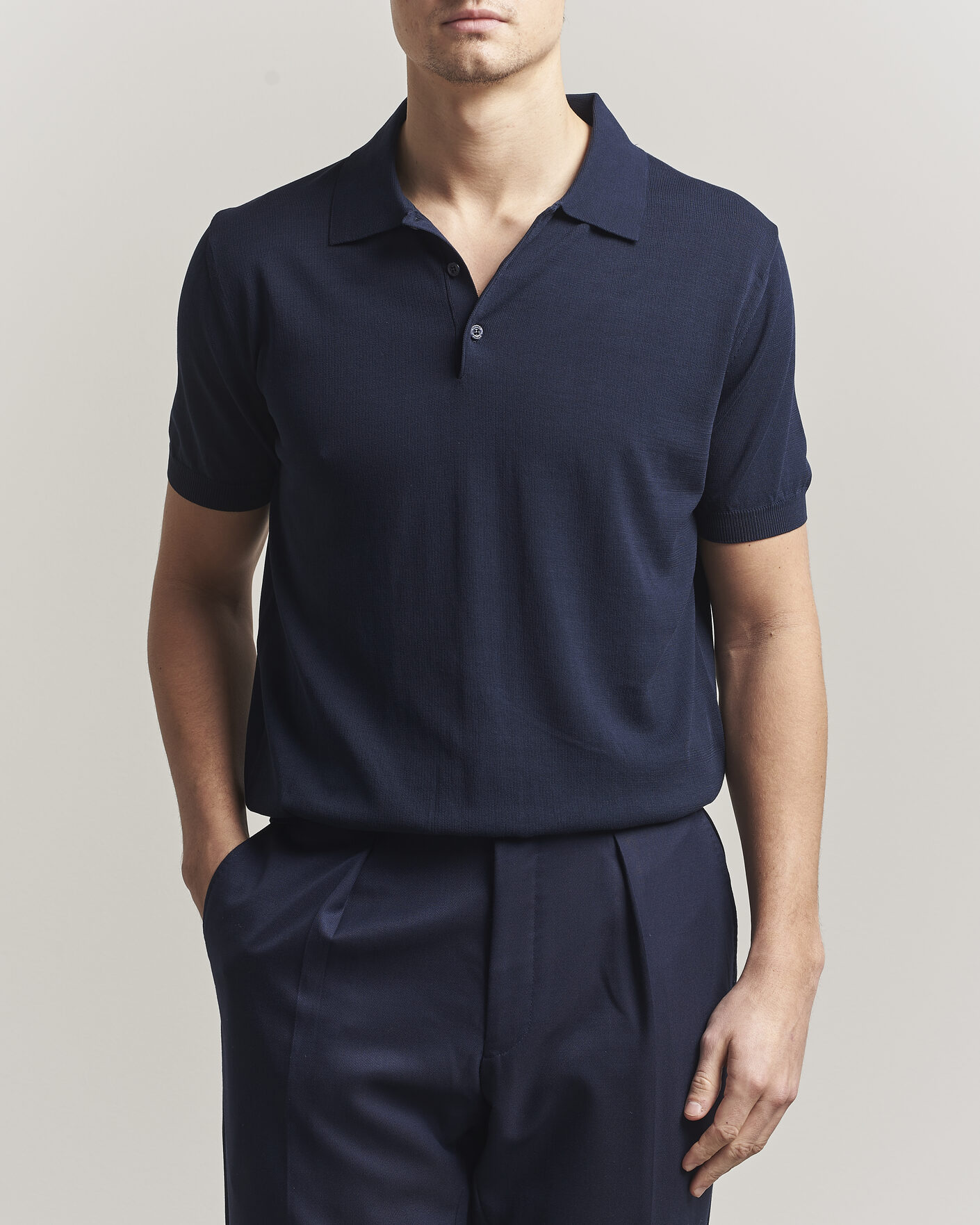 Uomini | Polo | Canali | Cotton Short Sleeve Polo Navy