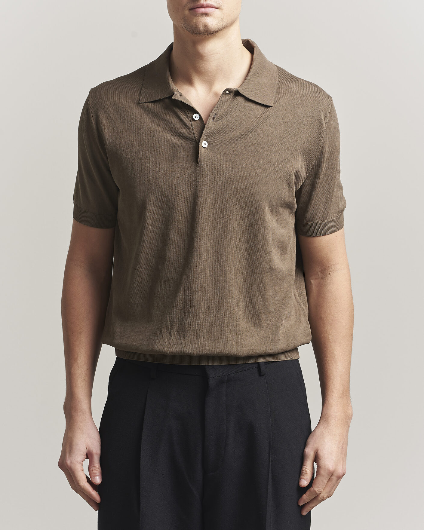 Uomini | Polo | Canali | Cotton Short Sleeve Polo Brown