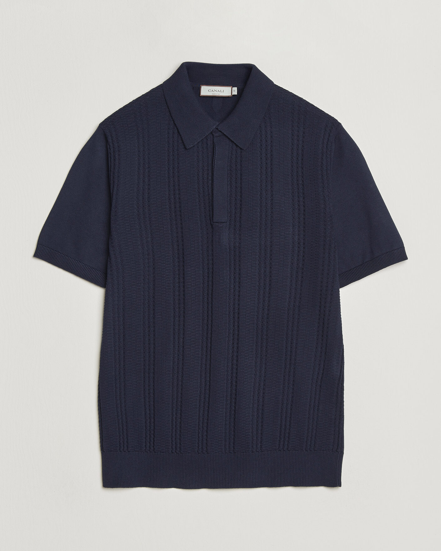 Uomini | Polo | Canali | Jacquard Short Sleeve Polo Navy