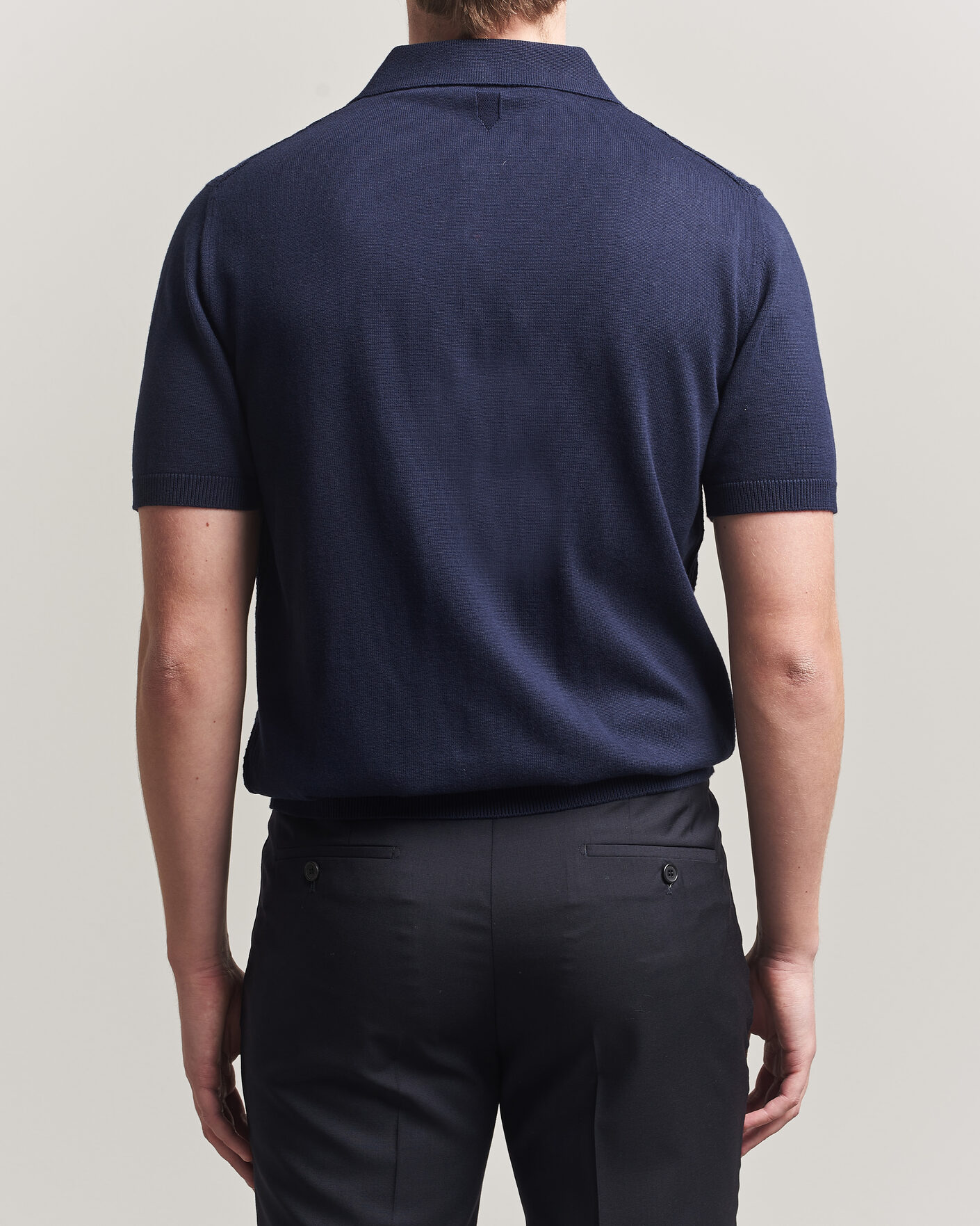 Uomini | Polo | Canali | Jacquard Short Sleeve Polo Navy