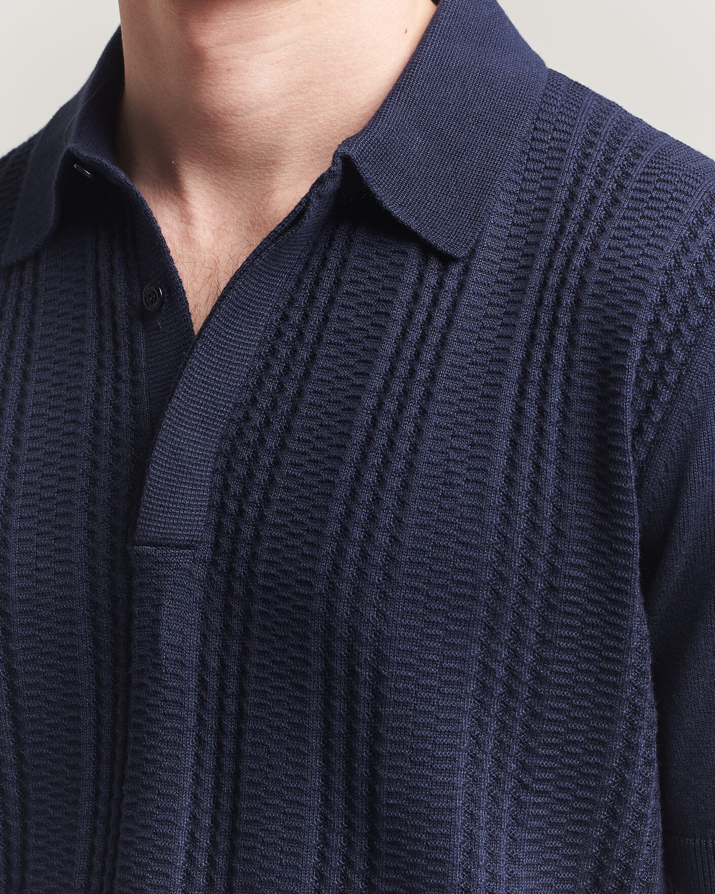 Uomini | Polo | Canali | Jacquard Short Sleeve Polo Navy