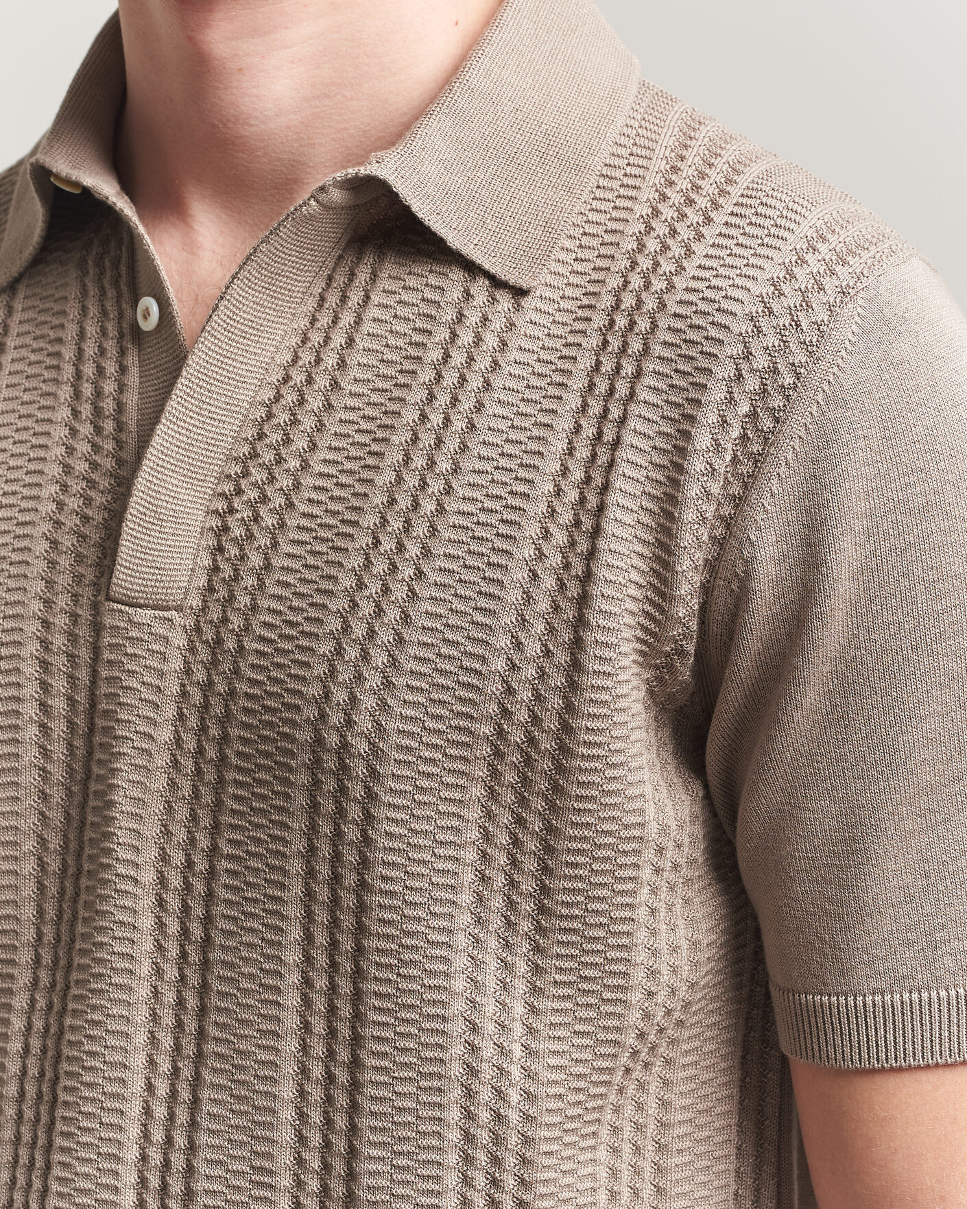 Uomini | Polo | Canali | Jacquard Short Sleeve Polo Beige