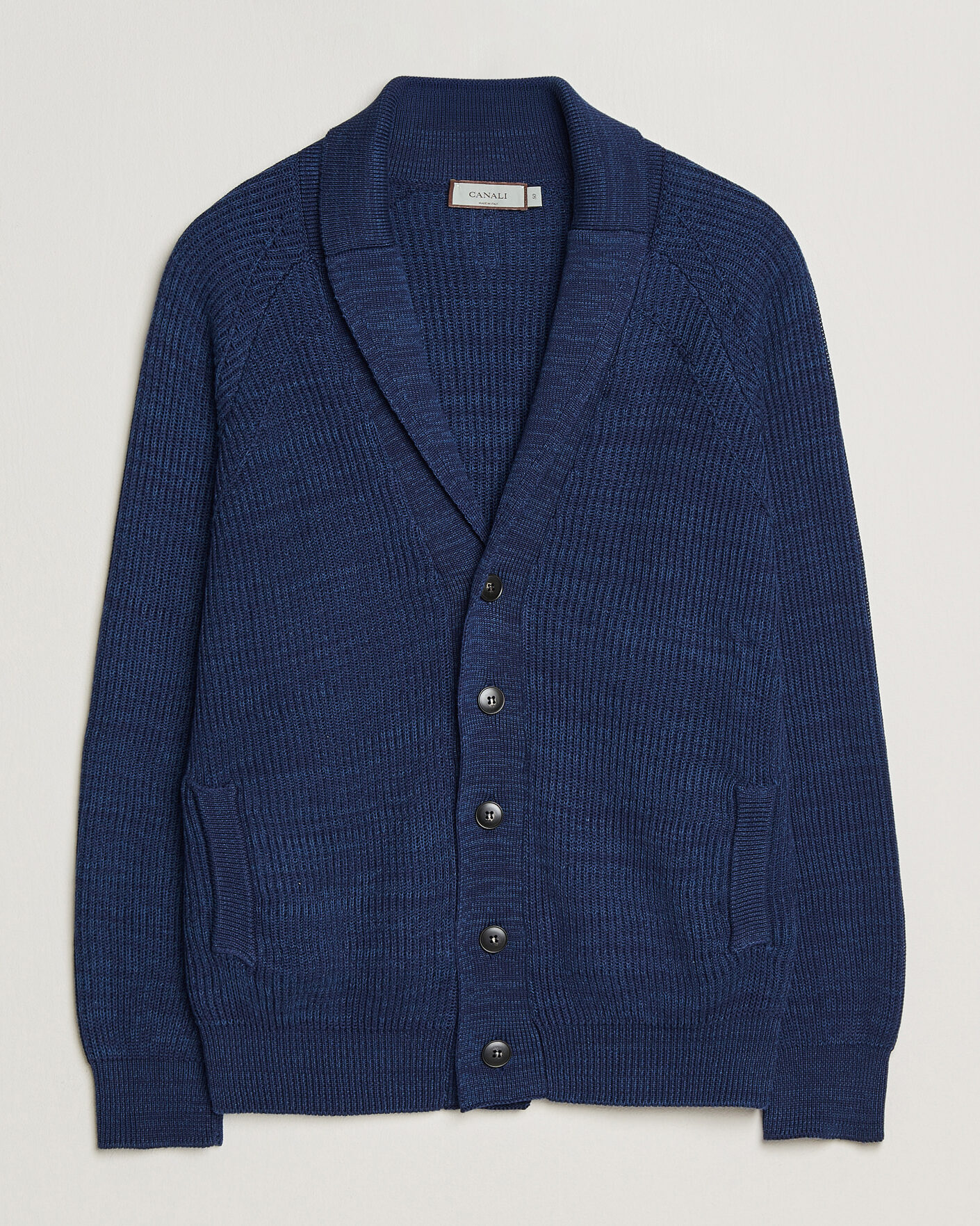 Uomini | Maglieria | Canali | Rib Knit Shawl Cardigan Navy