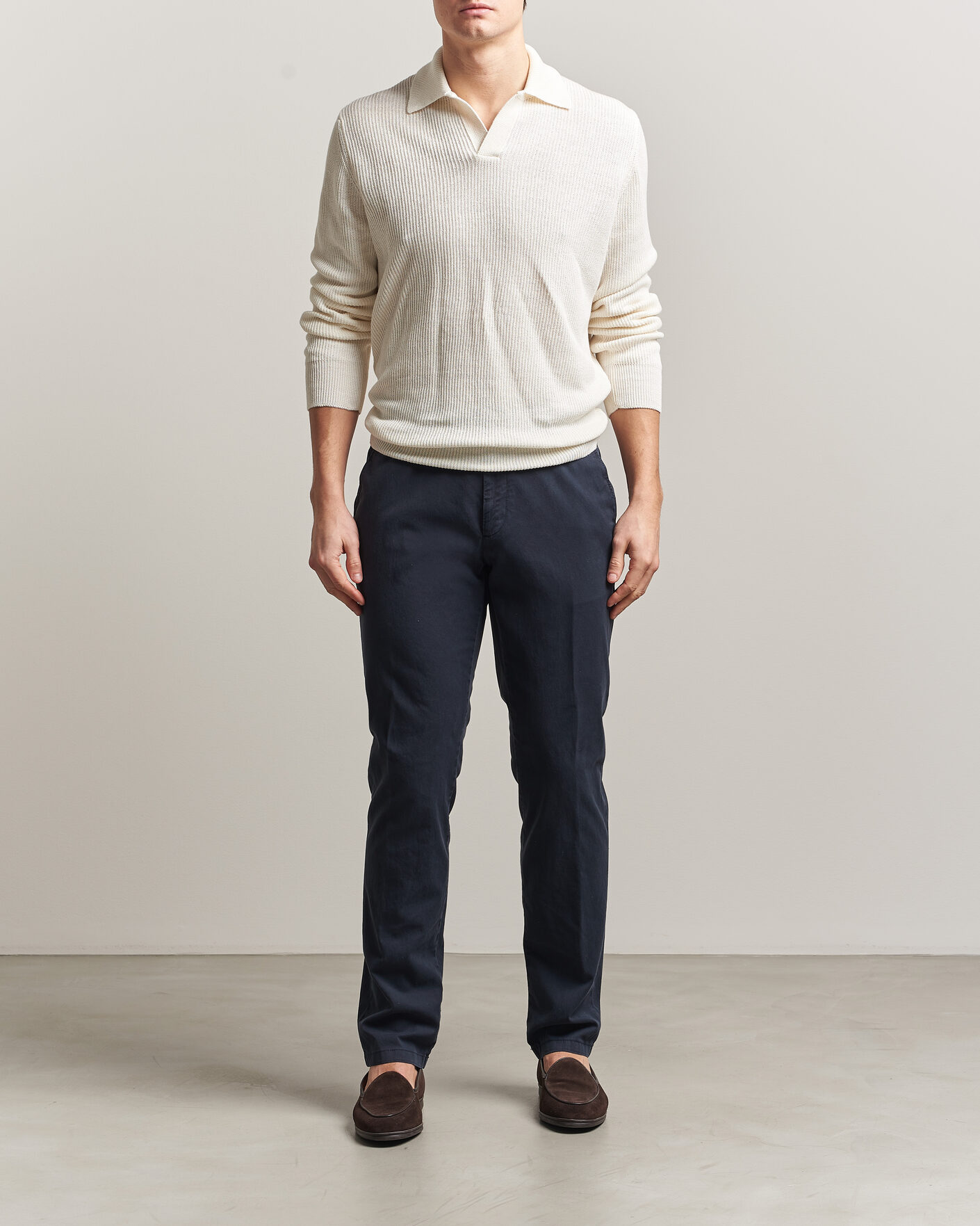 Uomini | Pantaloni | Canali | Regular Fit Cotton/Stretch Chinos Navy