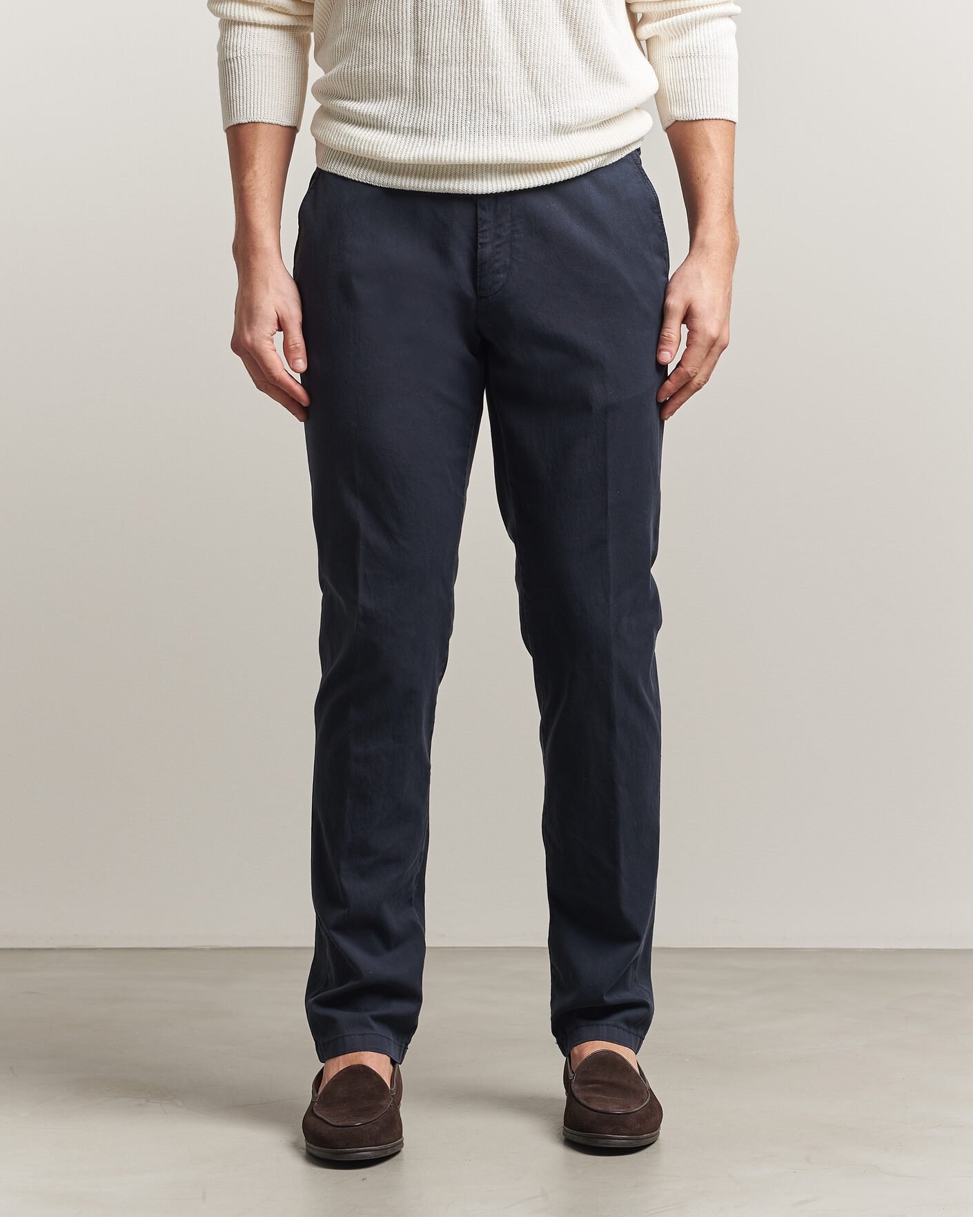 Uomini | Pantaloni | Canali | Regular Fit Cotton/Stretch Chinos Navy