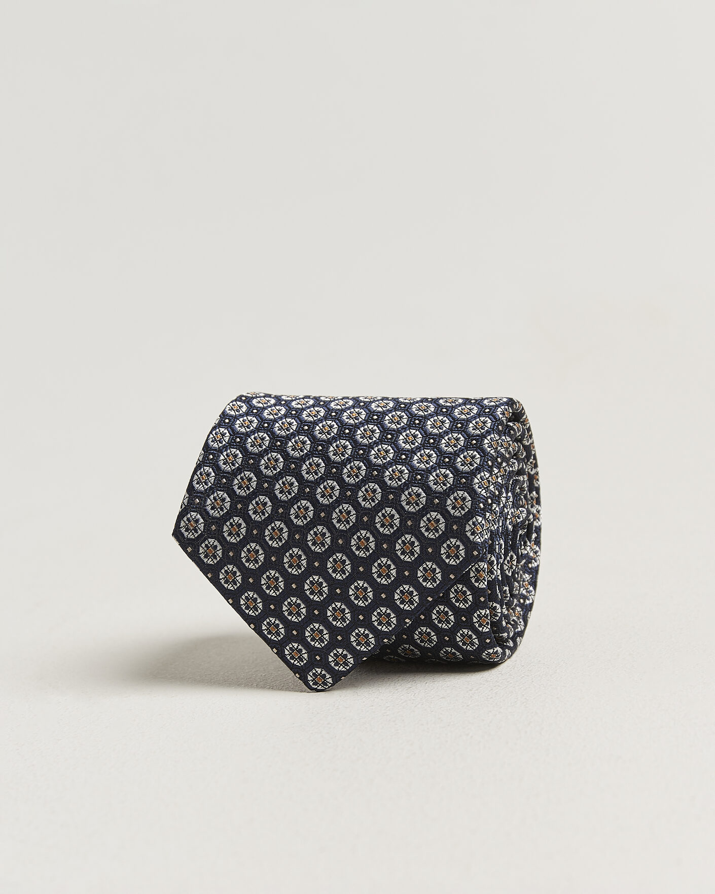 Uomini | Cravatte | Canali | Jacquard Flower Silk Tie Navy