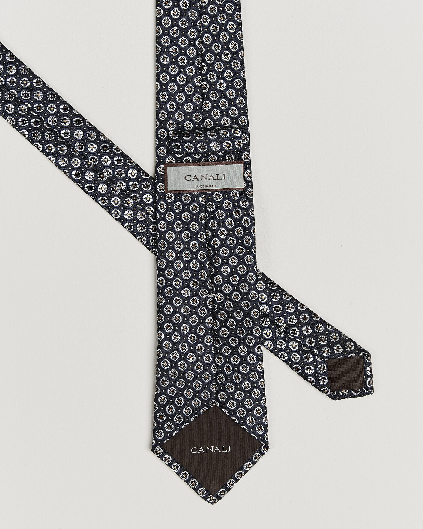 Uomini | Cravatte | Canali | Jacquard Flower Silk Tie Navy