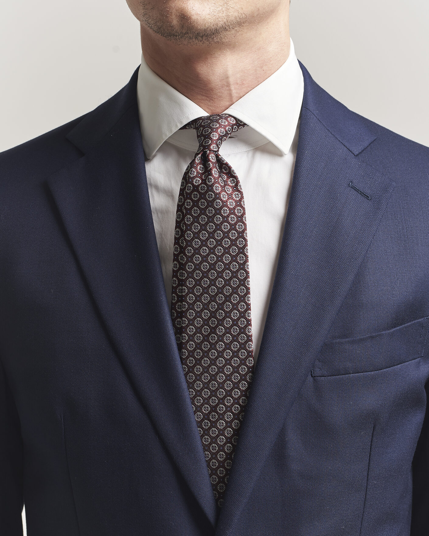 Uomini | Cravatte | Canali | Jacquard Flower Silk Tie Burgundy