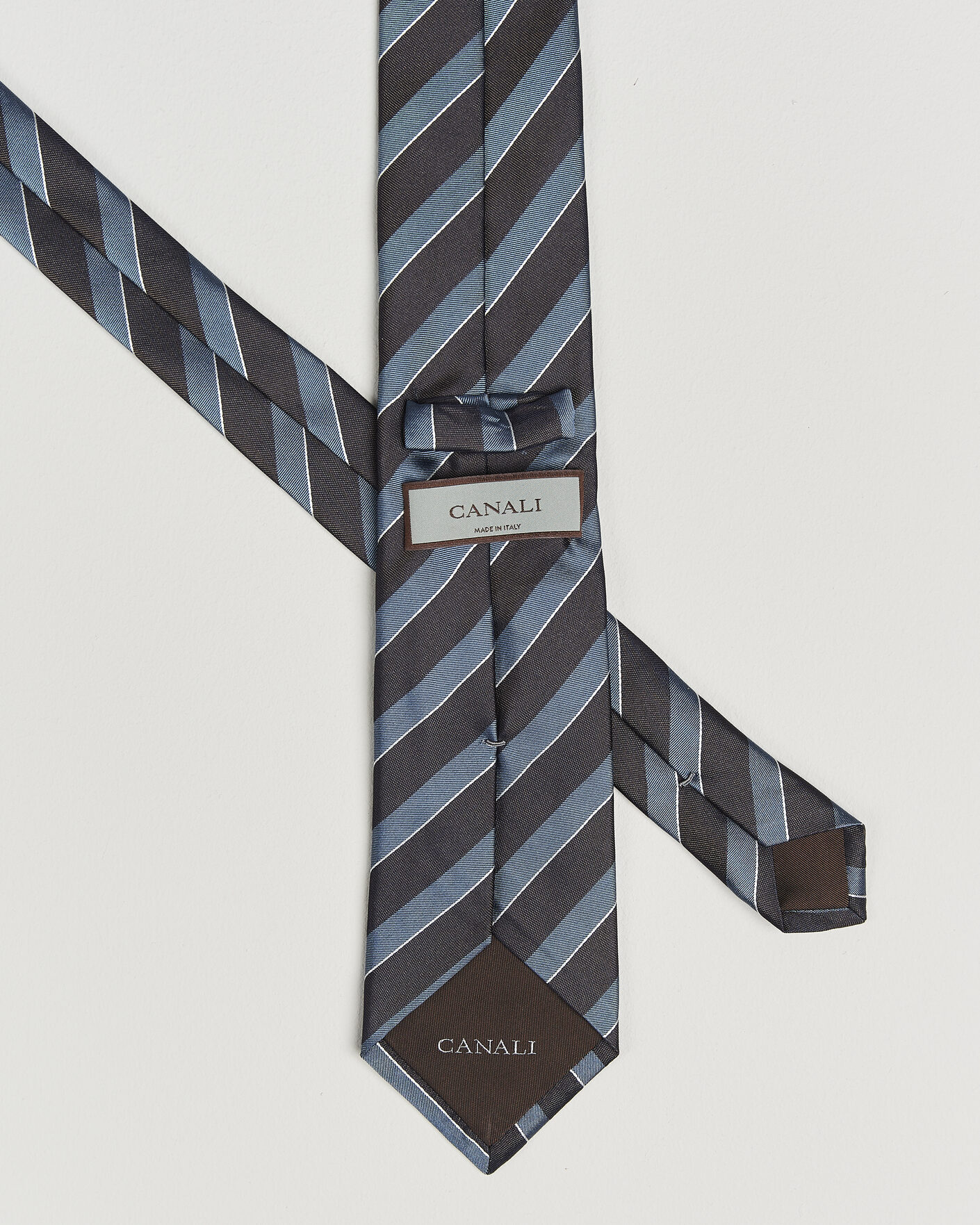 Uomini | Cravatte | Canali | Regimental Stripe Silk Tie Brown/Blue