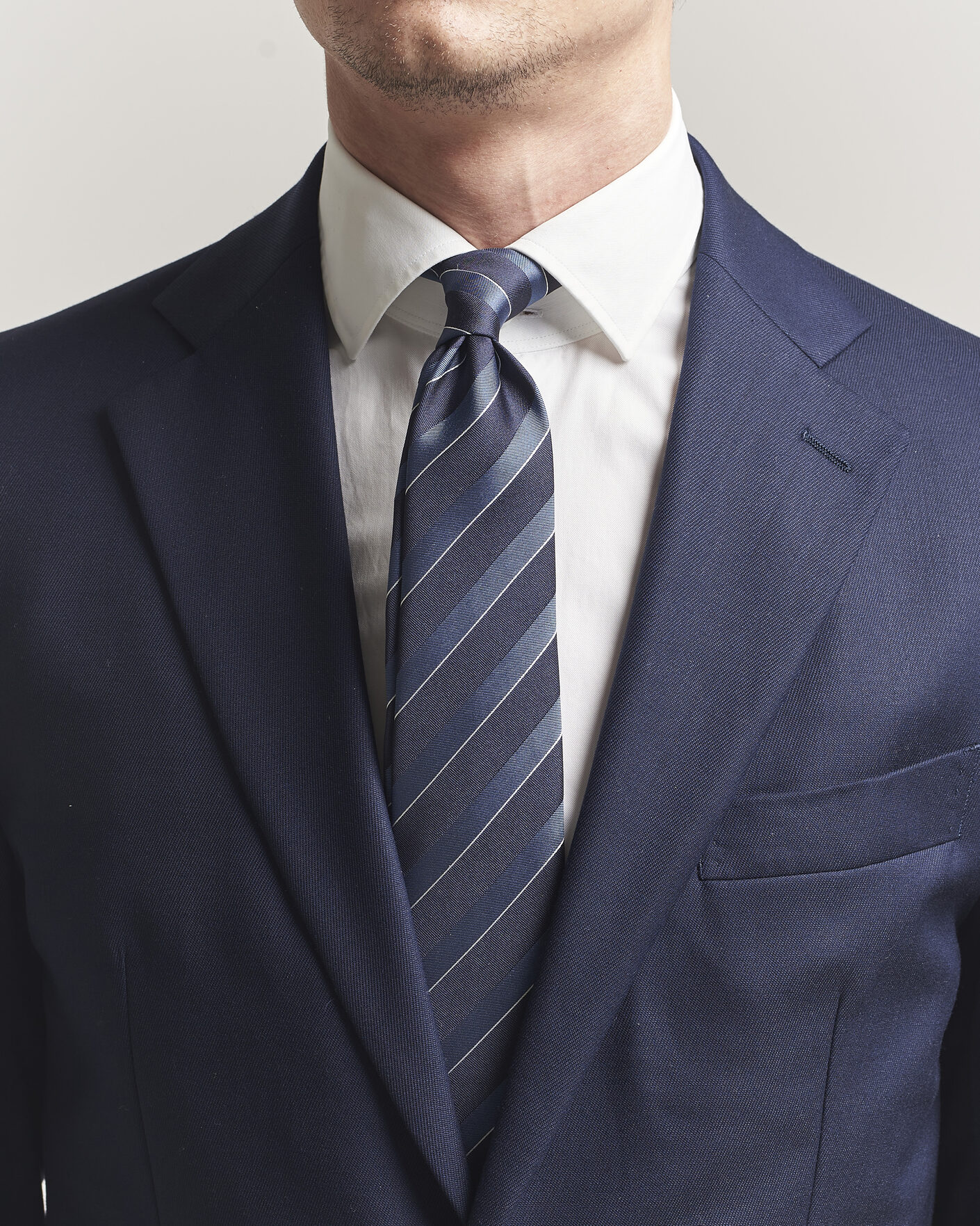 Uomini | Cravatte | Canali | Regimental Stripe Silk Tie Navy/Blue