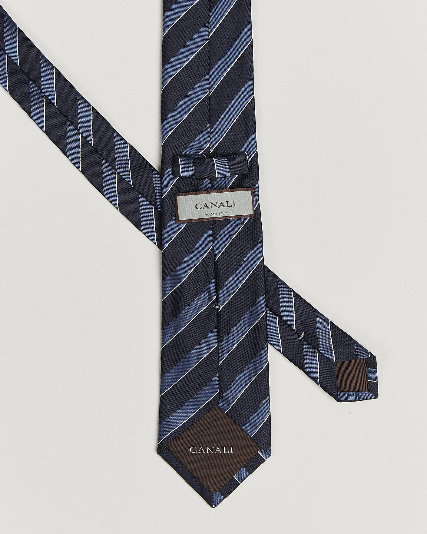 Uomini | Cravatte | Canali | Regimental Stripe Silk Tie Navy/Blue