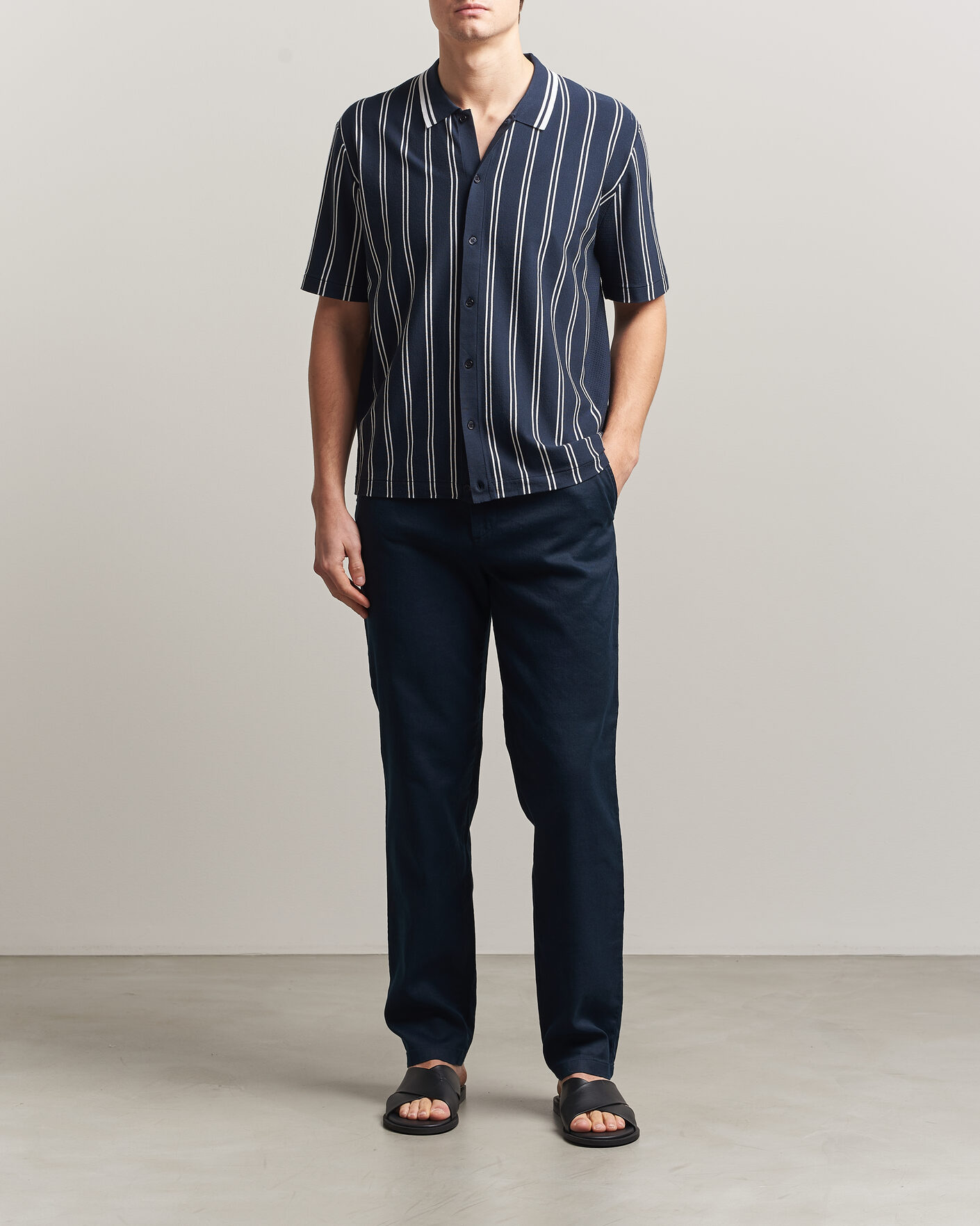 Uomini | Pantaloni | J.Lindeberg | Logan Stretch Linen Pants JL Navy