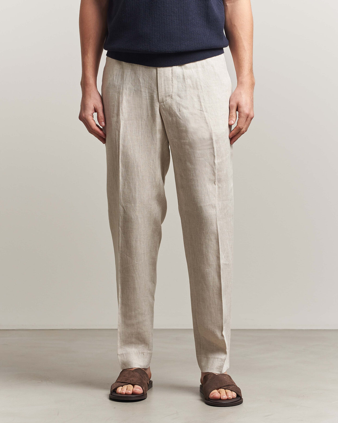 Uomini | Pantaloni | J.Lindeberg | Soren Drape Linen Pants Moonbeam