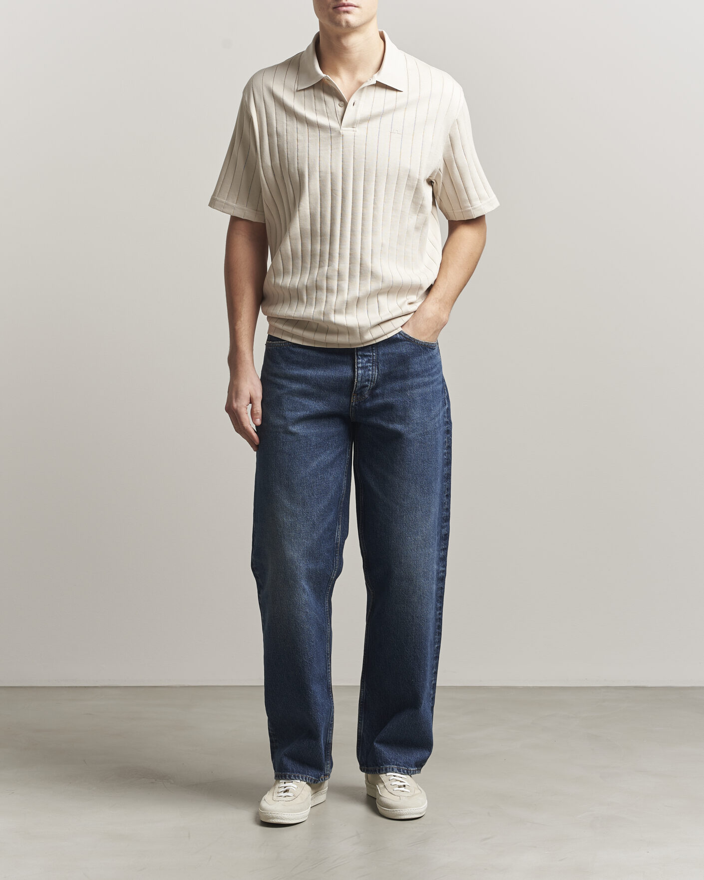 Uomini | Polo | J.Lindeberg | Simon Striped Polo Moonbeam