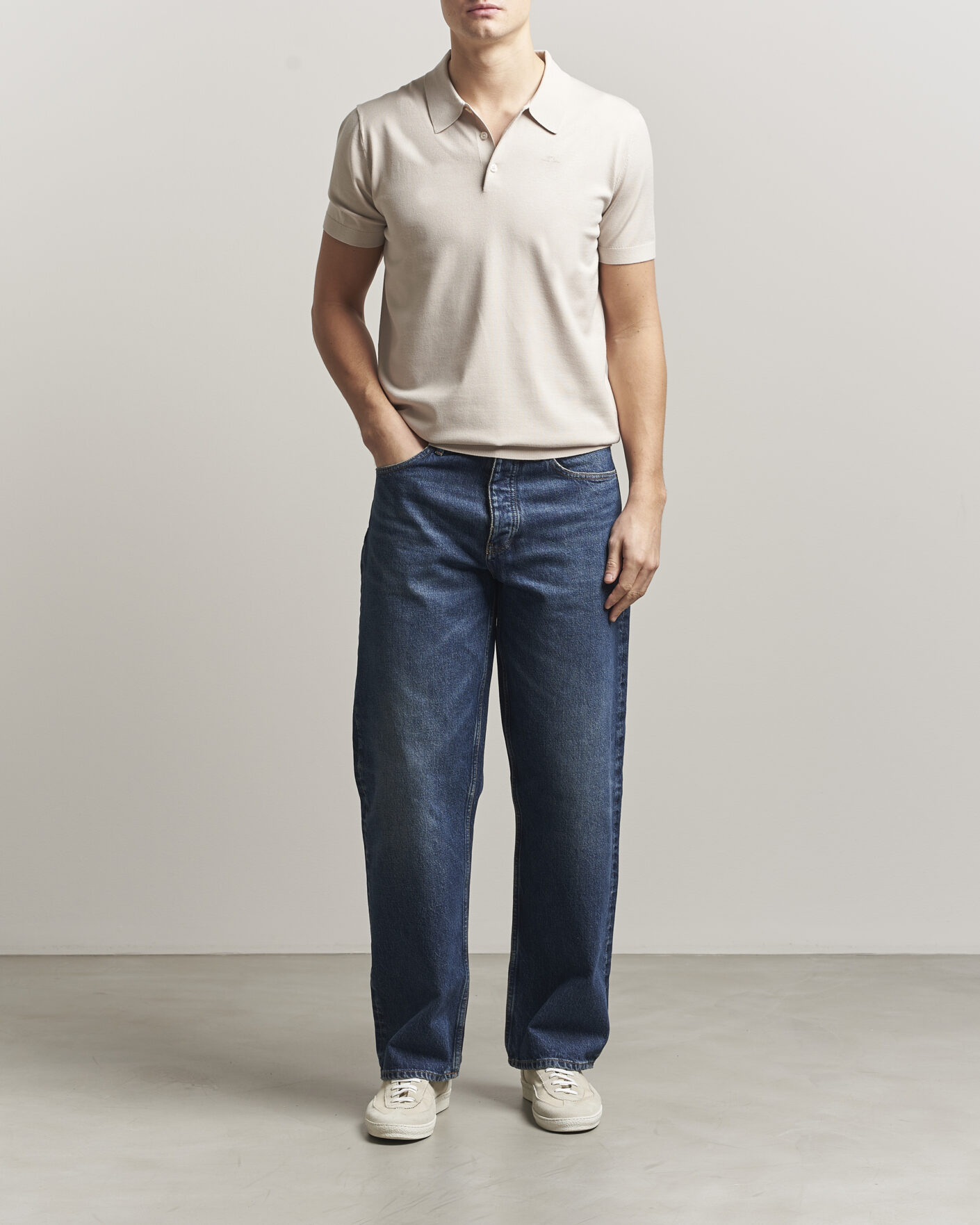 Uomini | Polo | J.Lindeberg | Ridge Knitted Polo Moonbeam