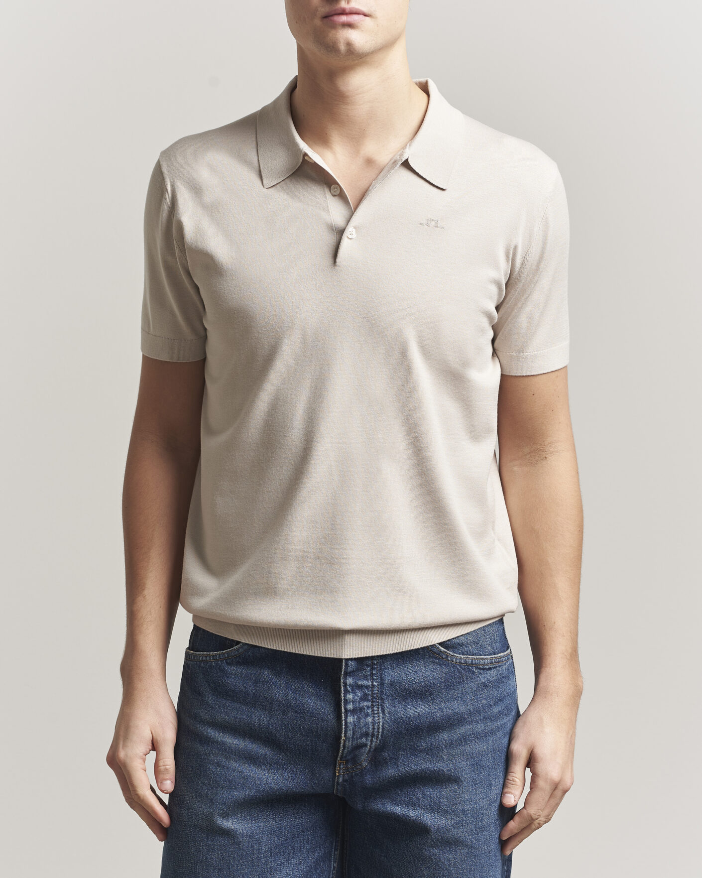 Uomini | Polo | J.Lindeberg | Ridge Knitted Polo Moonbeam