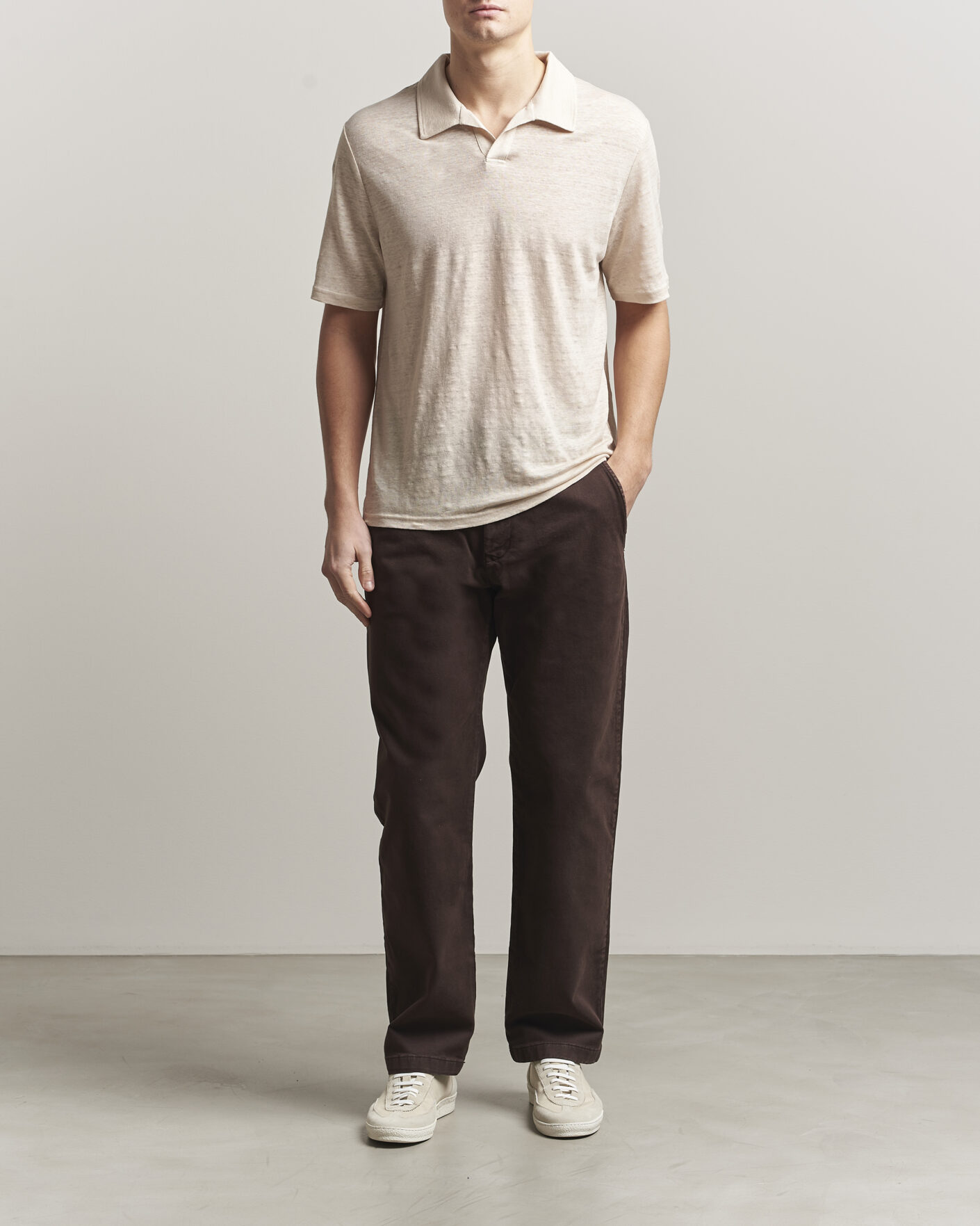 Uomini | Polo | J.Lindeberg | Roy Linen Polo Moonbeam